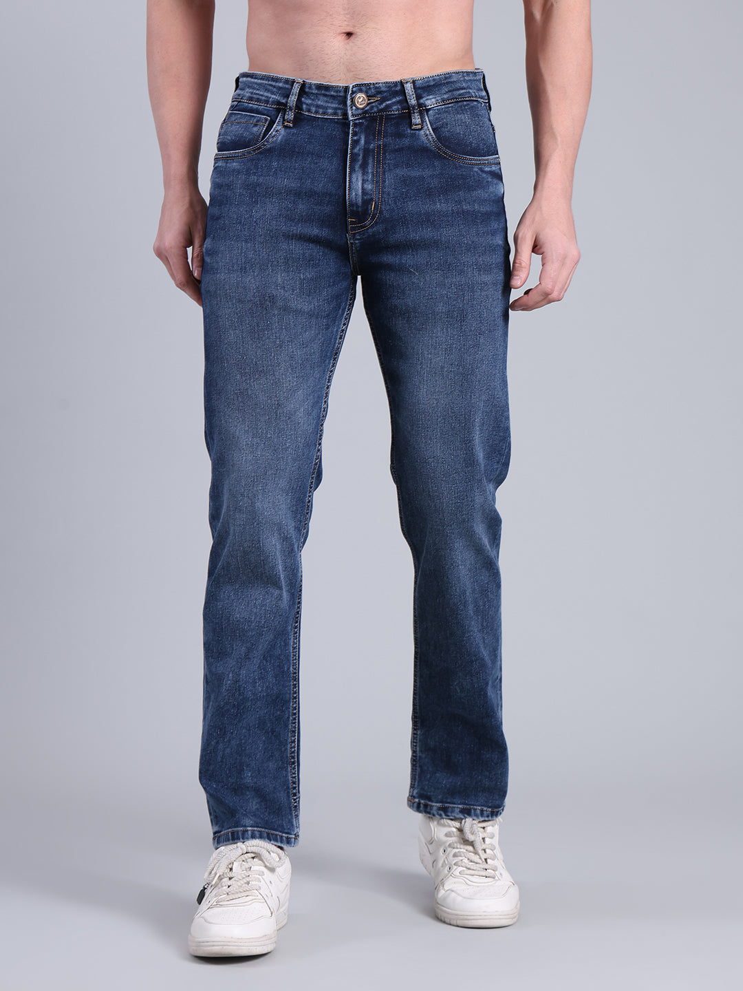 Stylox Men’s Comfort Fit Mid Rise Premium Stretchable Solid Jeans - Stylox