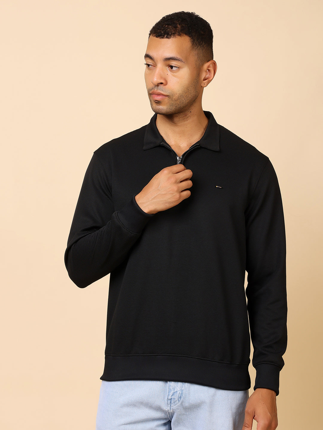 Stylox Men's Utility Style Zip Neck Sweatshirt