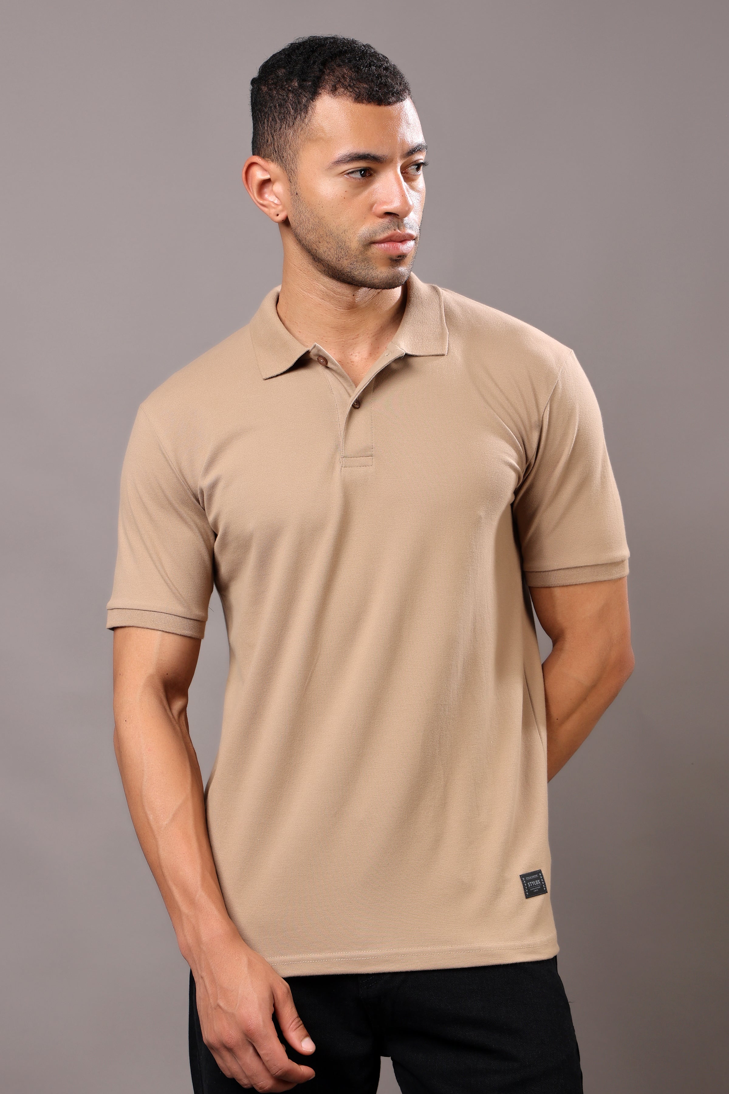 Stylox Men’s Polo Collar Solid T-Shirt - Soft, Breathable & Everyday Wear - Stylox