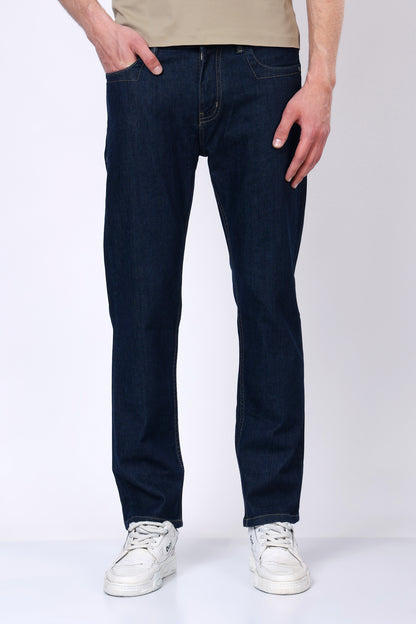 Stylox Men’s Mid-Rise Comfort Fit Dark Blue Stretchable Denim Jeans - Stylox