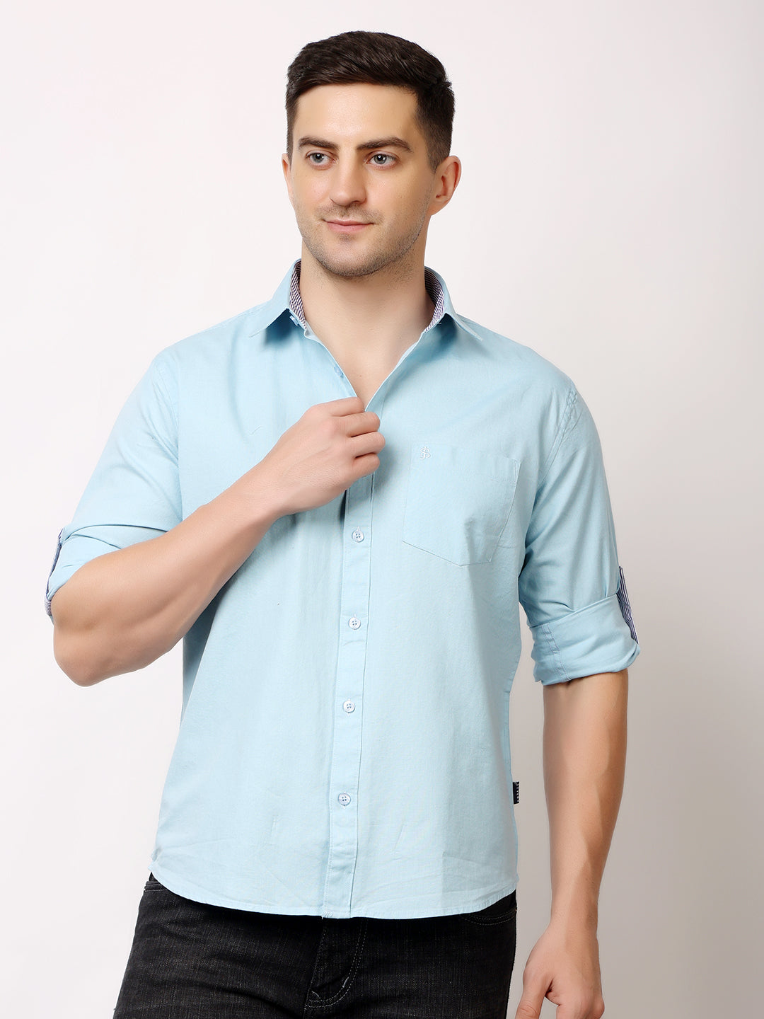 Stylox Men’s Regular Fit Oxford Full Sleeve Solid Shirt | Premium Cotton Blend Casual & Formal Wear - Stylox