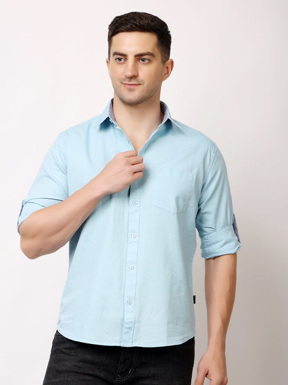 Stylox Men’s Regular Fit Oxford Full Sleeve Solid Shirt | Premium Cotton Blend Casual &amp; Formal Wear