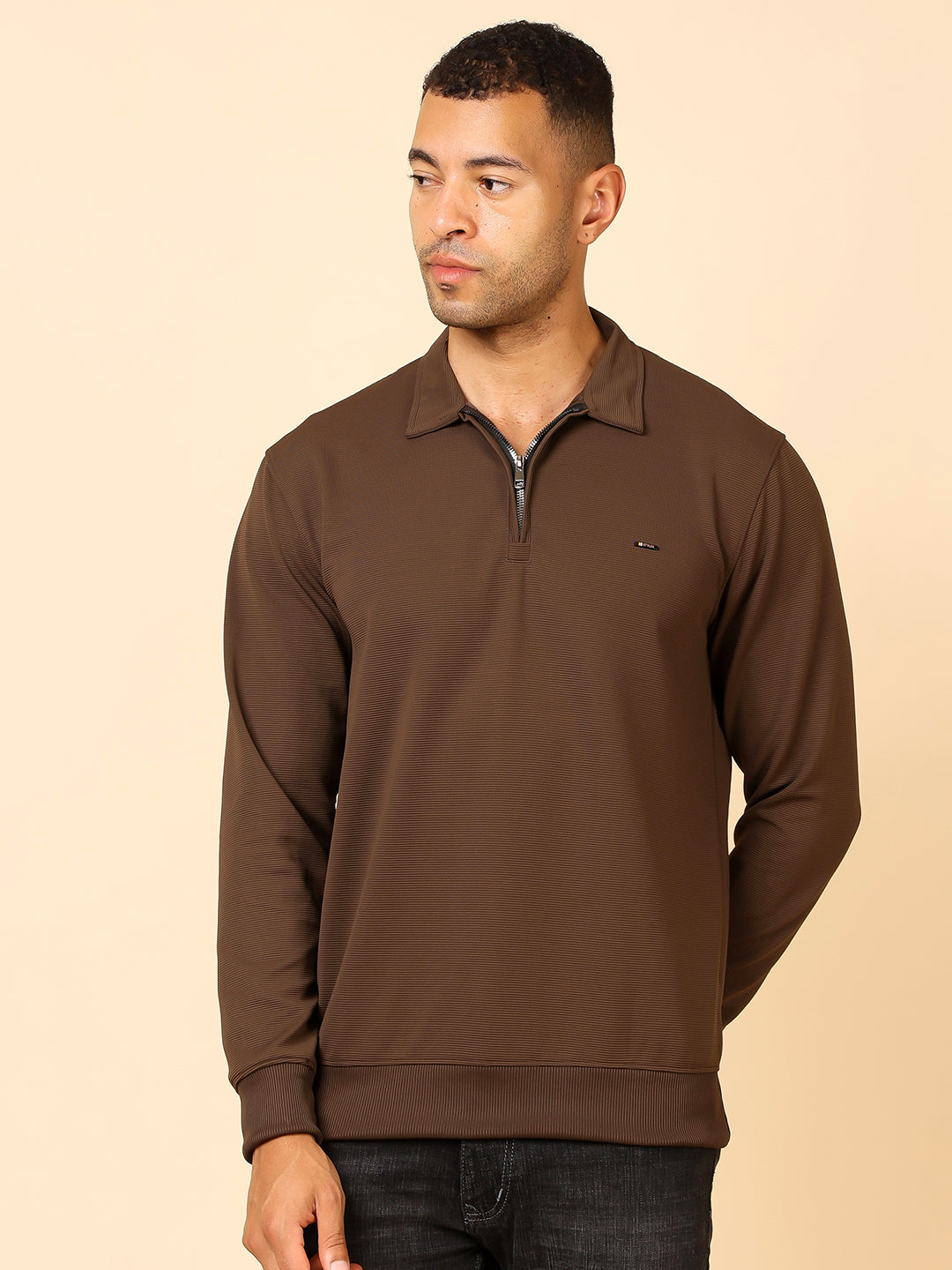 Stylox Men's Utility Style Zip Neck Sweatshirt