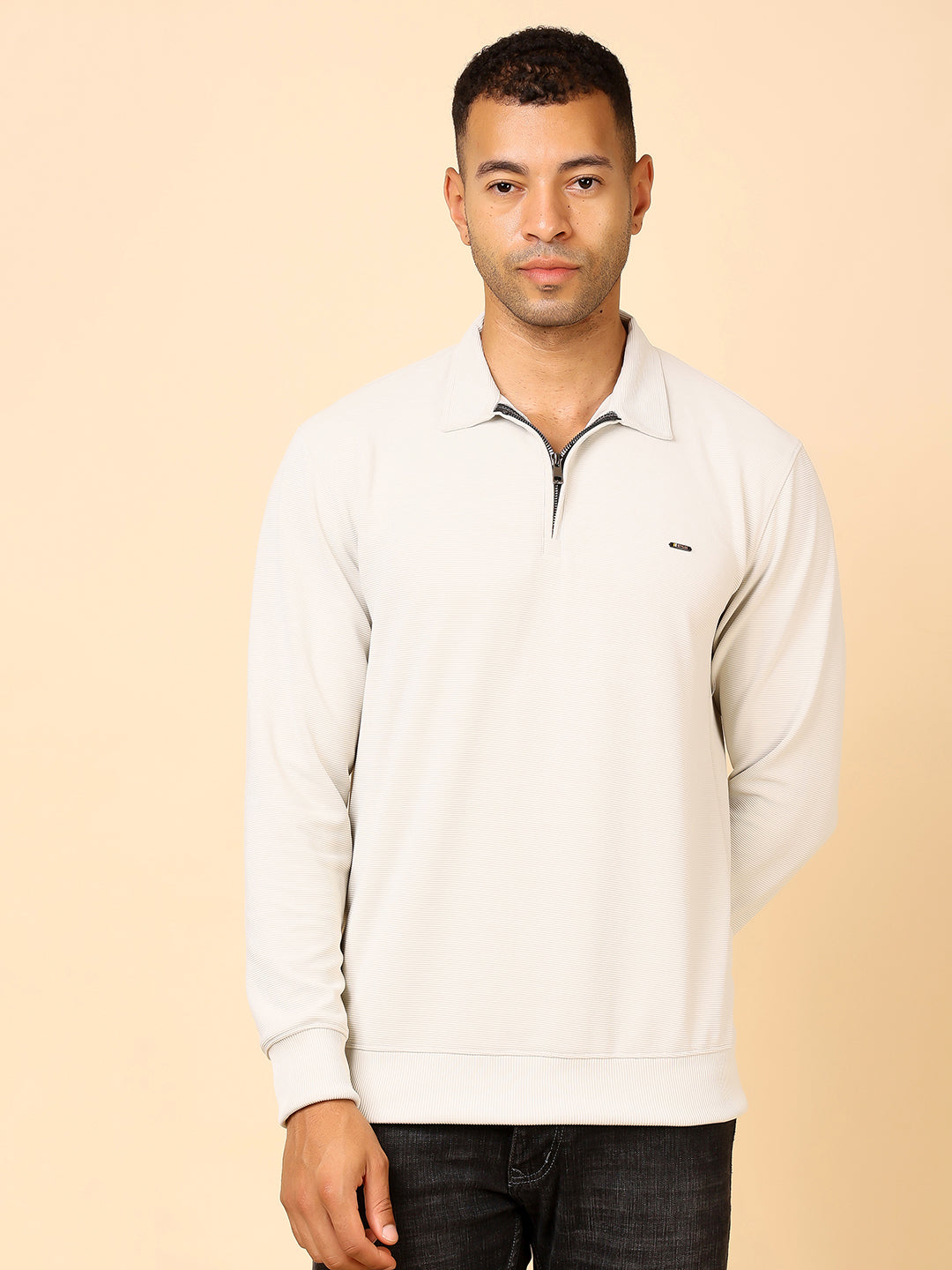 Stylox Men's Utility Style Zip Neck Sweatshirt