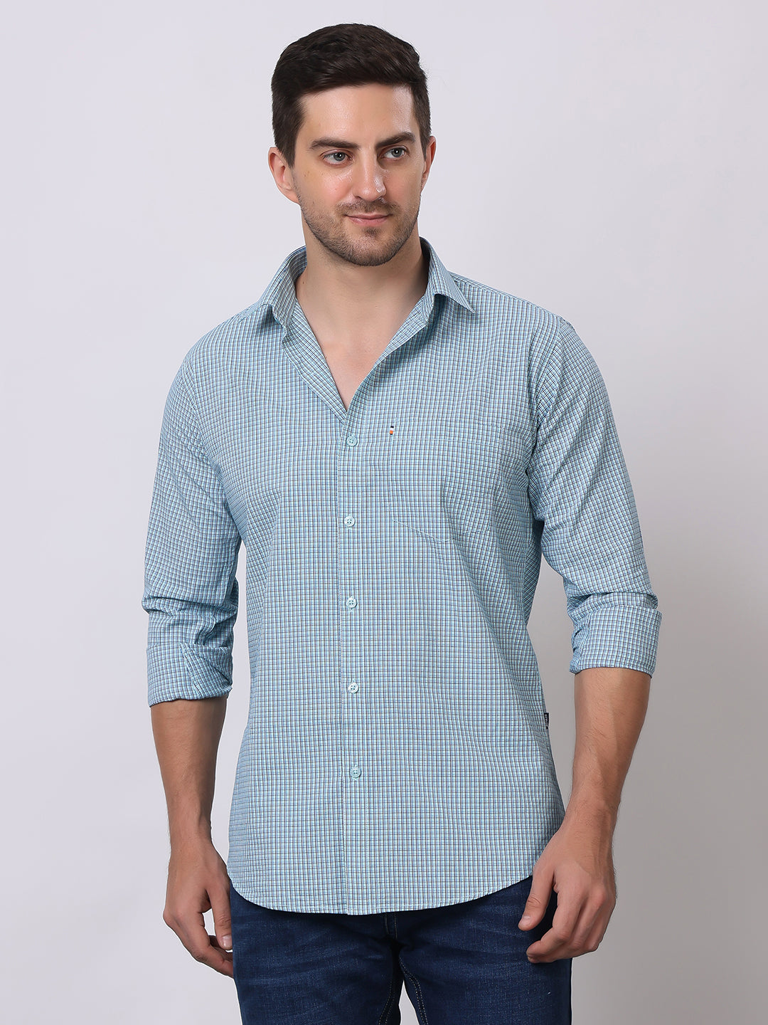 Stylox Men's Full Sleeve Check Casual Shirt – Premium Cotton Blend Regular Fit Checked Shirt for Trendy Everyday & Office Wear