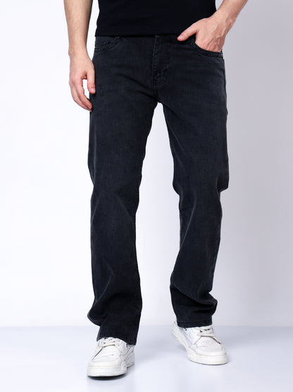 Stylox Men’s Mid-Rise Comfort Fit Stretchable Dark Grey Denim Jeans - Stylox