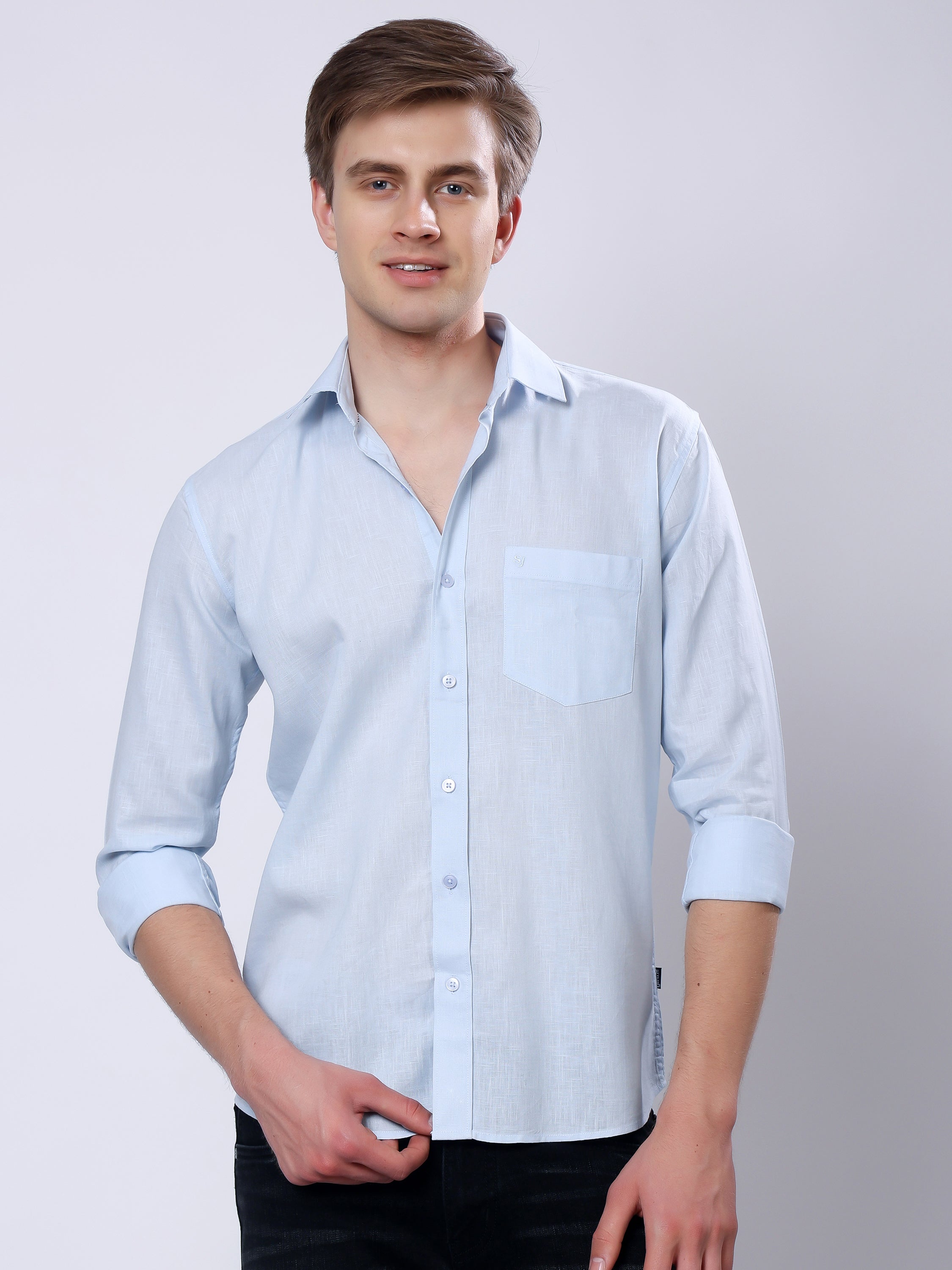 Stylox Men’s Regular Fit Full Sleeve Solid Casual Shirt - Stylox