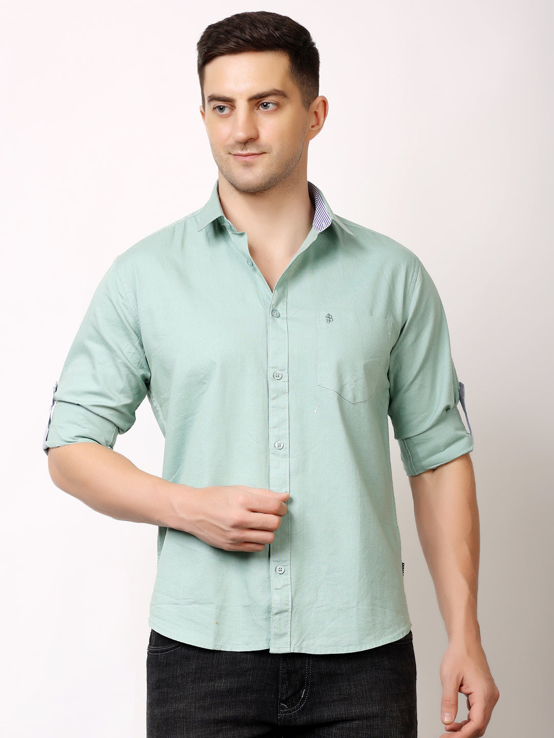 Stylox Men’s Regular Fit Oxford Full Sleeve Solid Shirt | Premium Cotton Blend Casual & Formal Wear - Stylox