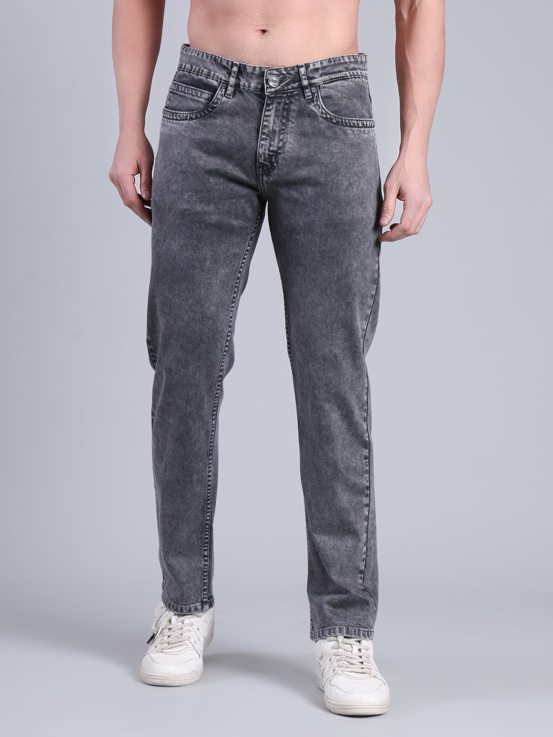 Stylox Men’s Comfort Fit Jeans | Mid Rise Straight Leg Washed Denim for Everyday Wear