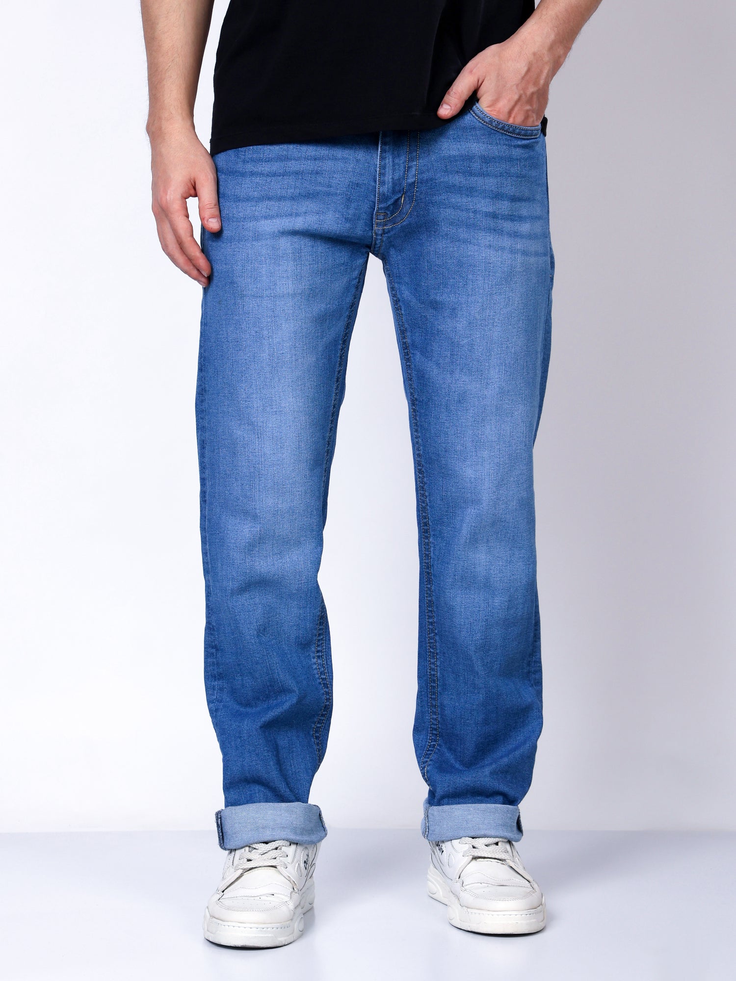 Stylox Men’s Slim Fit Stretchable Light Blue Denim Jeans - Stylox