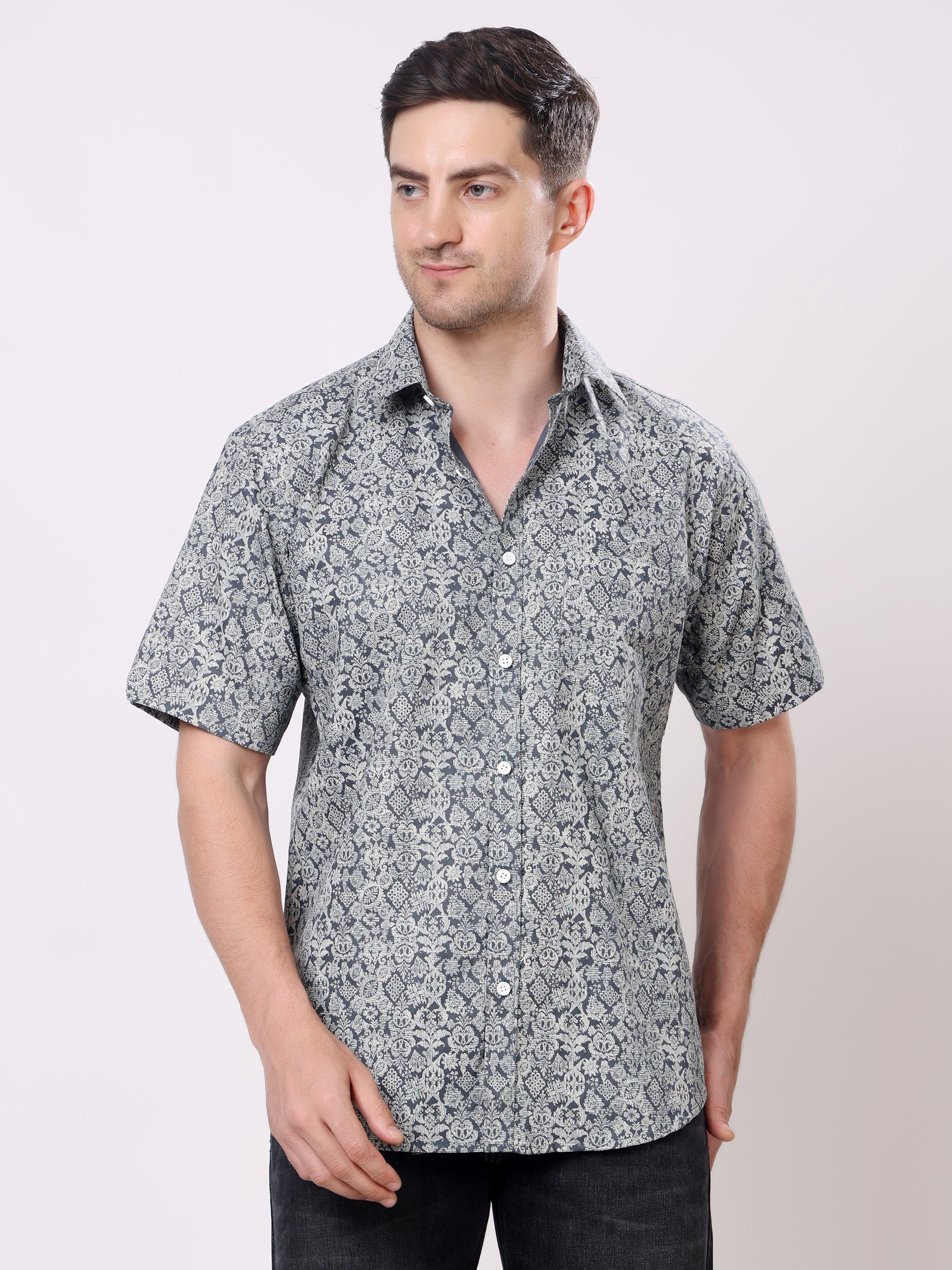 Stylox Men’s Regular Fit Half Sleeve Floral Printed Casual Stylish Summer Shirt - Stylox