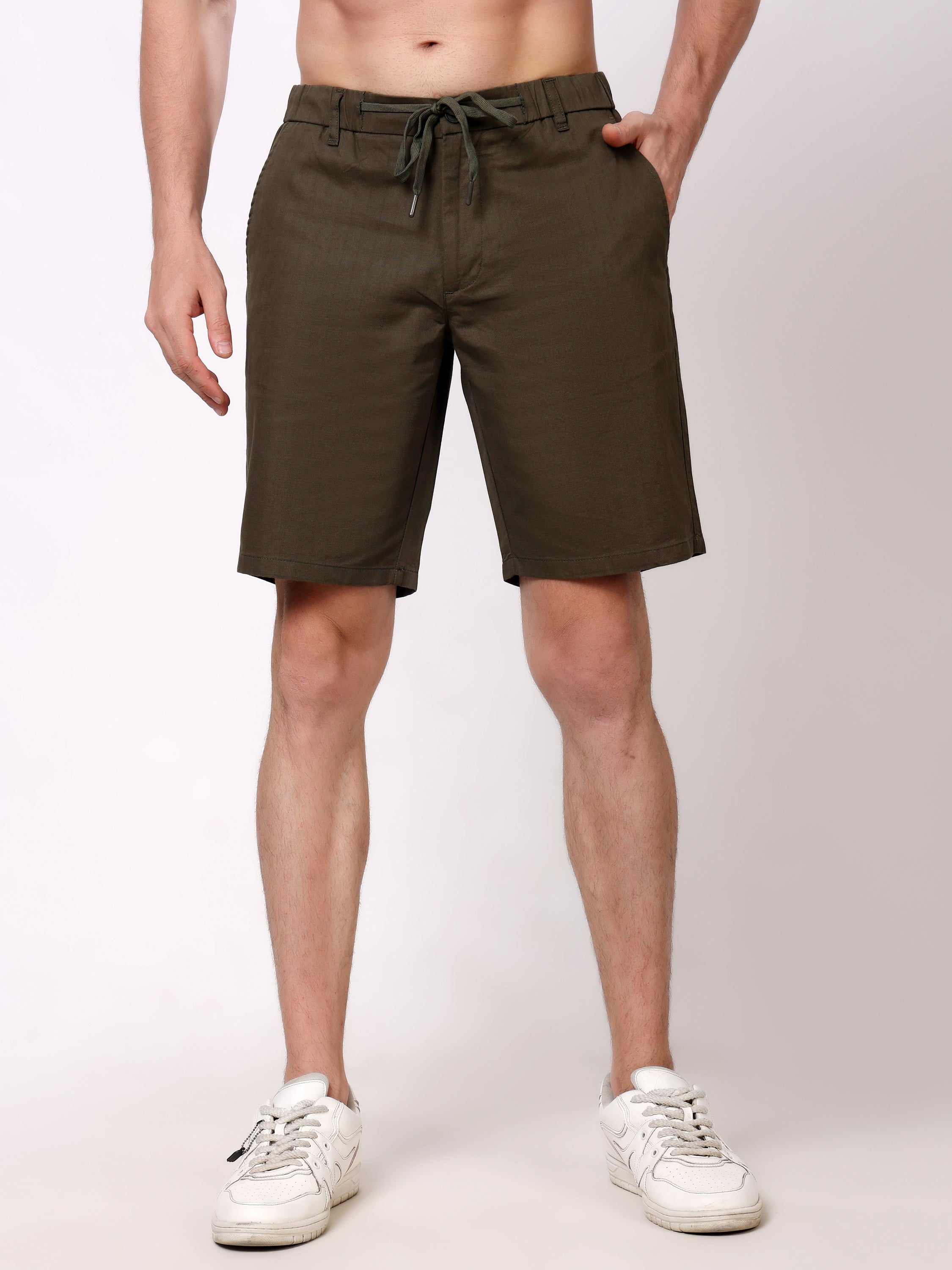 Stylox Men's Regular Fit Cotton Casual Summer Shorts with Elastic Waist & Drawstring