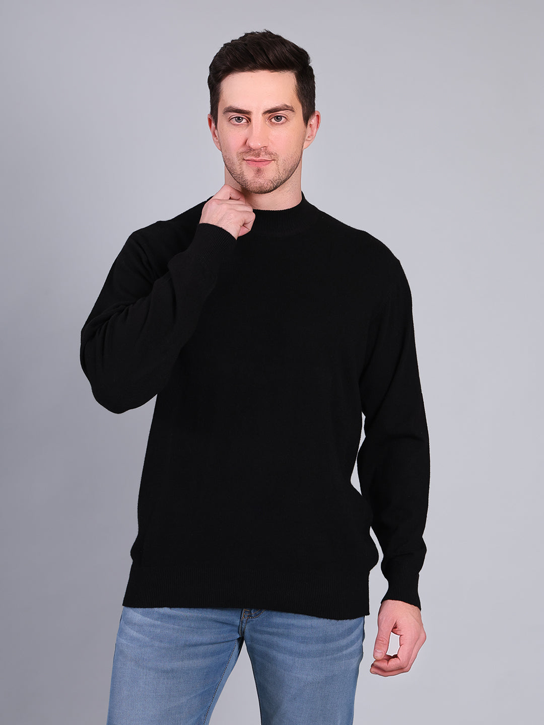 Stylox Men’s Solid Winter Sweater | Premium Knit Mock Neck Pullover for Men | Warm & Soft Full Sleeve Sweater - Stylox