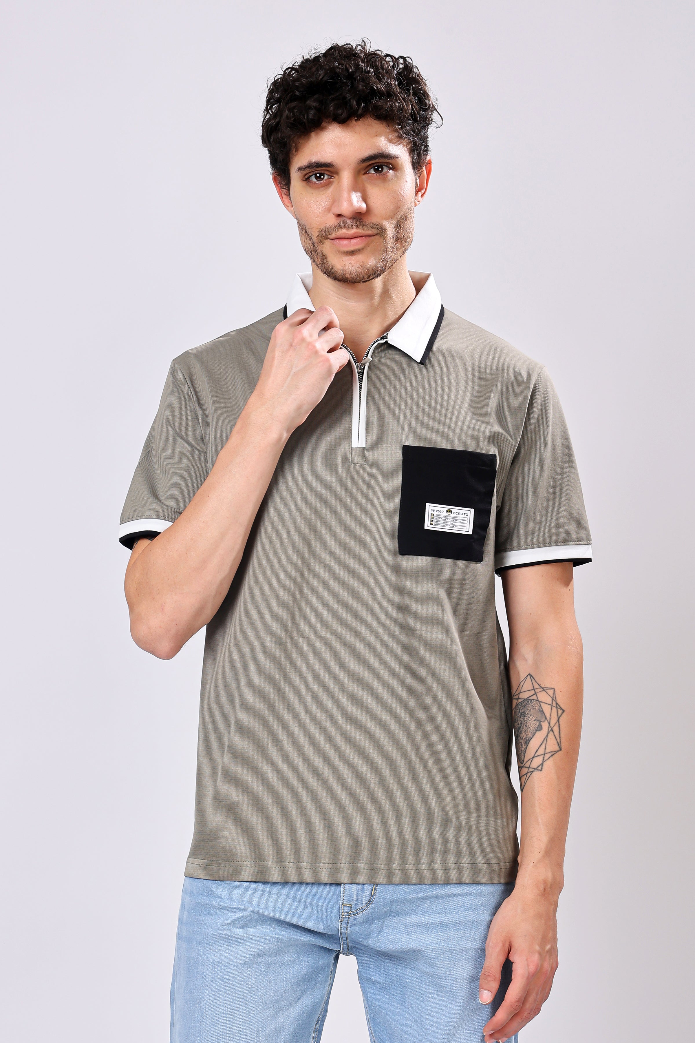 Stylox Men’s Polo Neck Solid T-Shirt with Single Pocket – Classic Style, Comfortable & Smart Casual Wear - Stylox