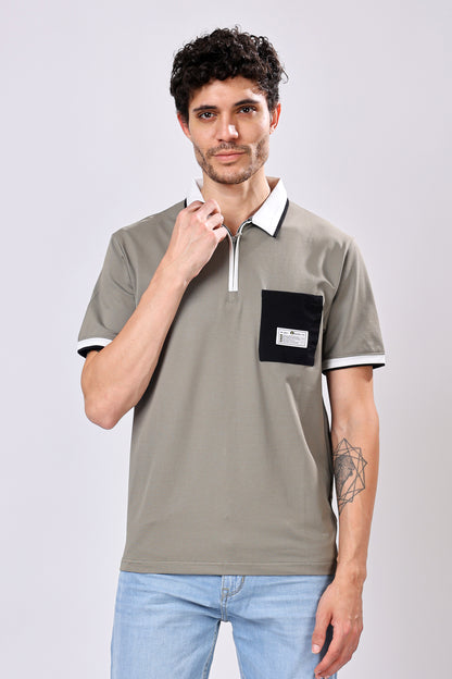 Stylox Men’s Polo Neck Solid T-Shirt with Single Pocket – Classic Style, Comfortable &amp; Smart Casual Wear