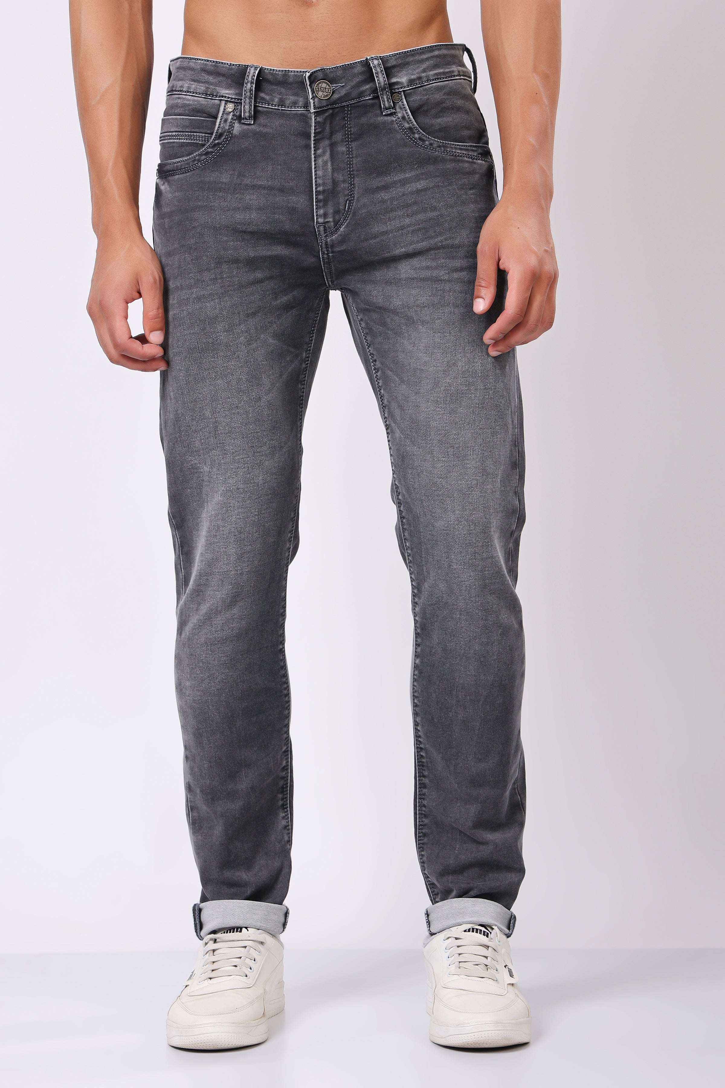 Stylox Slim Fit Denim Jeans - Light Grey, Mid Grey, Dark Grey