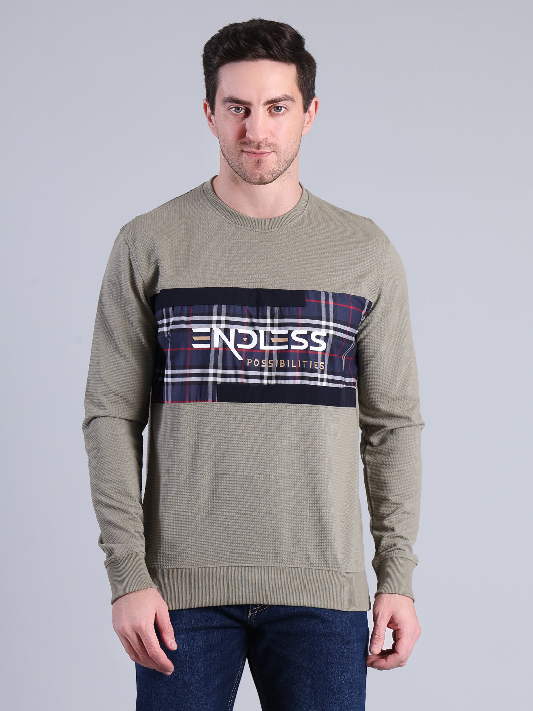 Stylox Men’s Printed Sweatshirt | Crew Neck Sweatshirt with Chest Print | Full Sleeve Casual Winter Wear