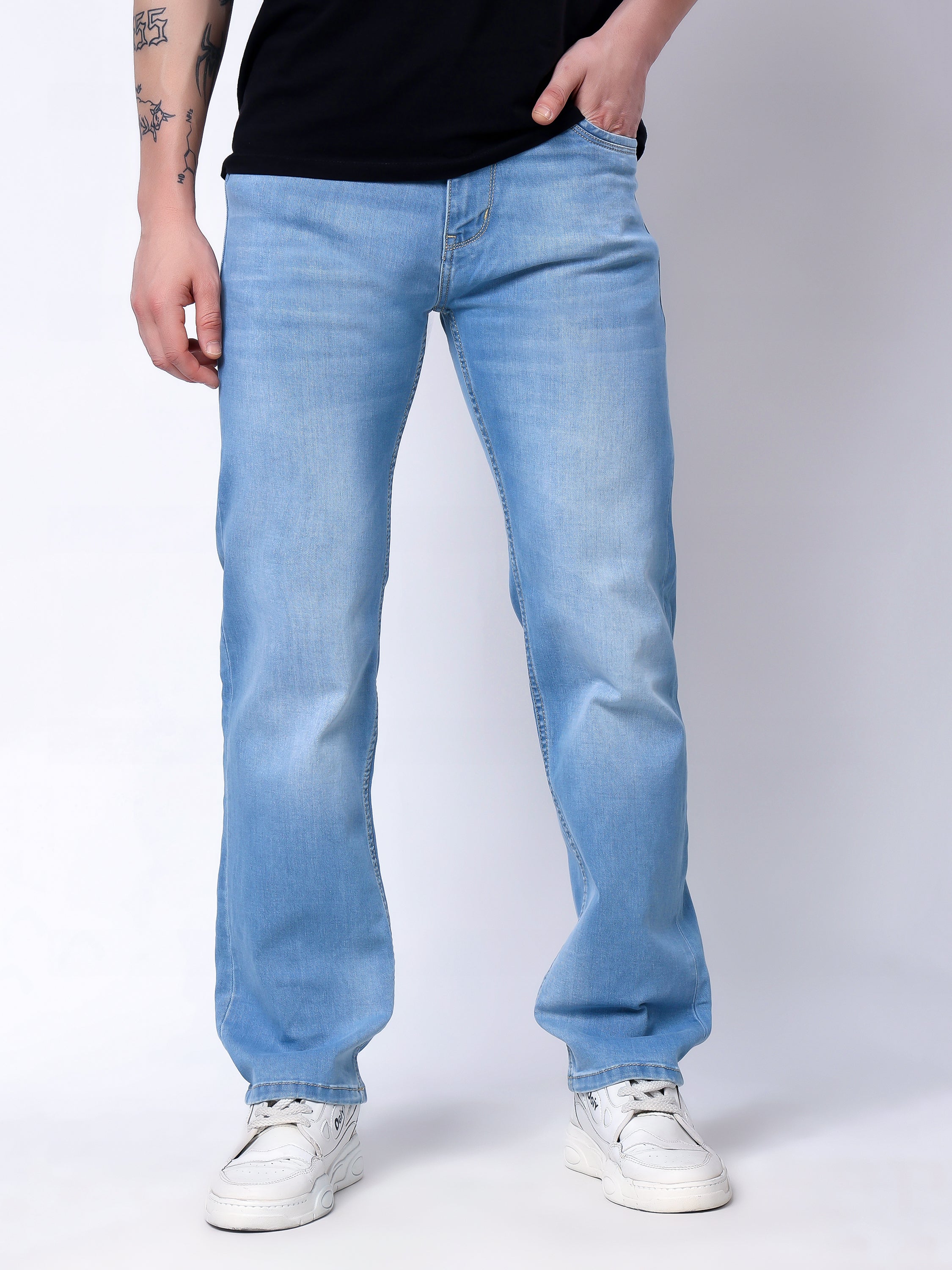 Stylox Men’s Comfort Fit Stretchable Denim Jeans-Light Blue