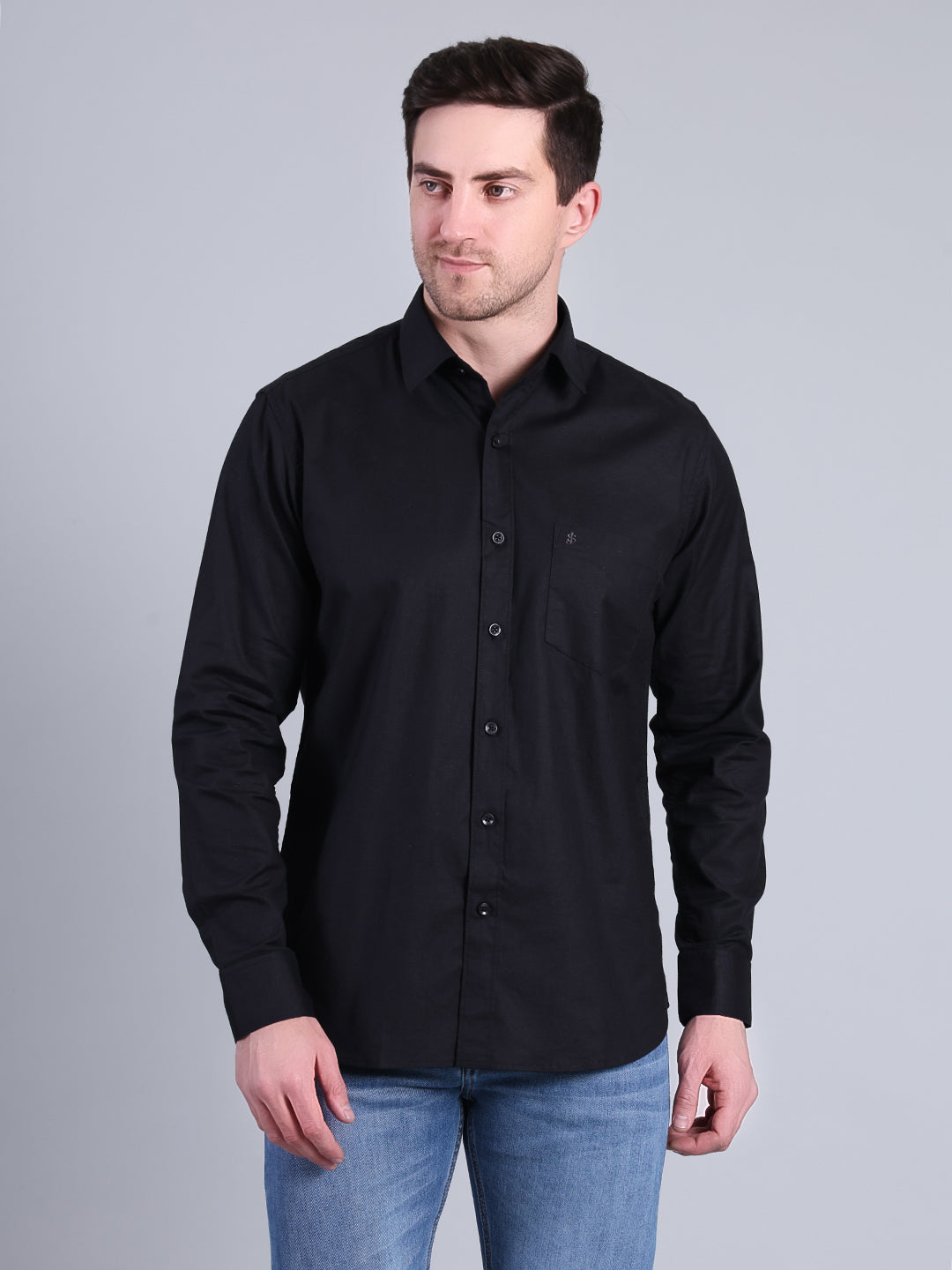 Stylox Men’s Solid Casual Shirt | Full Sleeve Regular Fit Shirt for Everyday Wear