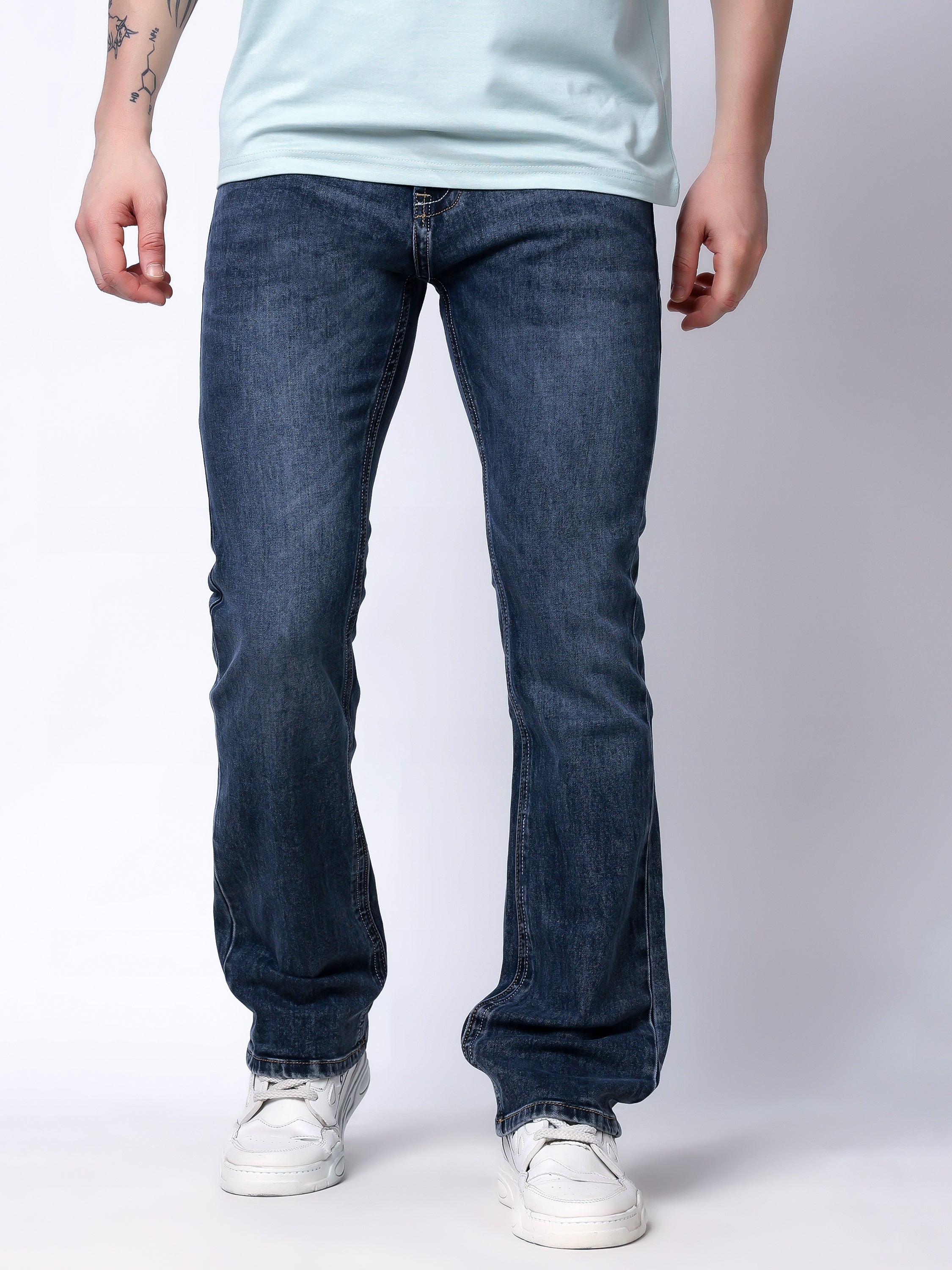 Stylox Men's Bootcut Fit Stretchable Denim Jeans-Grey - Stylox