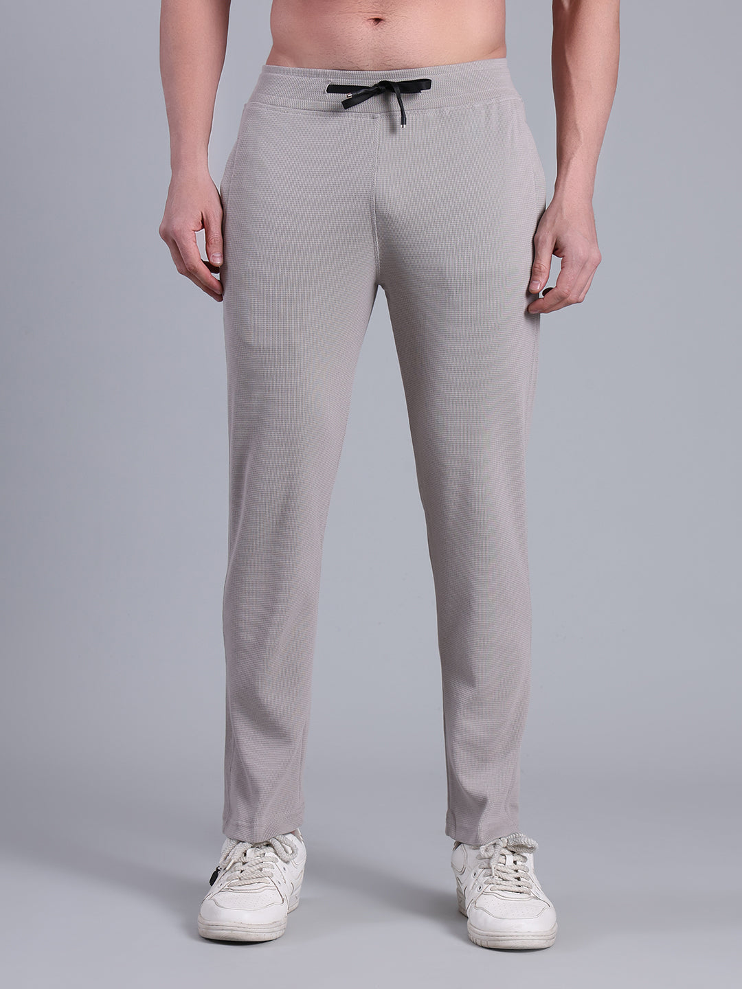 Stylox Men’s Textured Regular Fit Trackpants | Cotton Blend Stretch Joggers with Elastic Waist & Drawstring