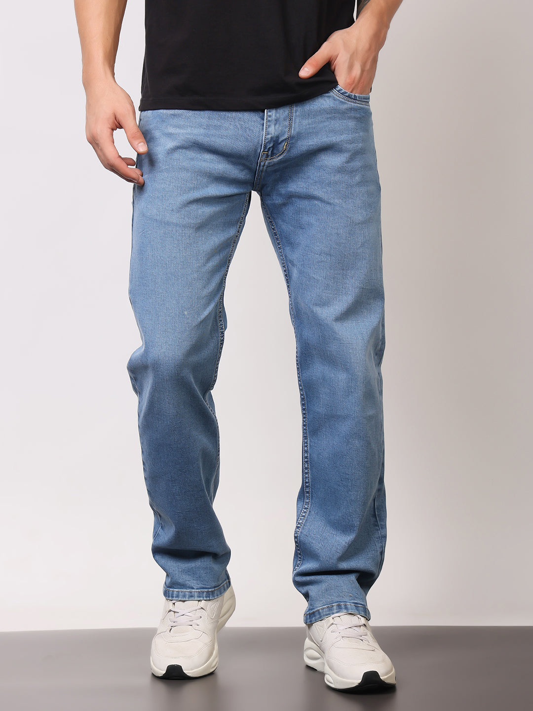 Stylox Men’s Comfort Fit Mid-Rise Premium Stretchable Solid Jeans - Stylox