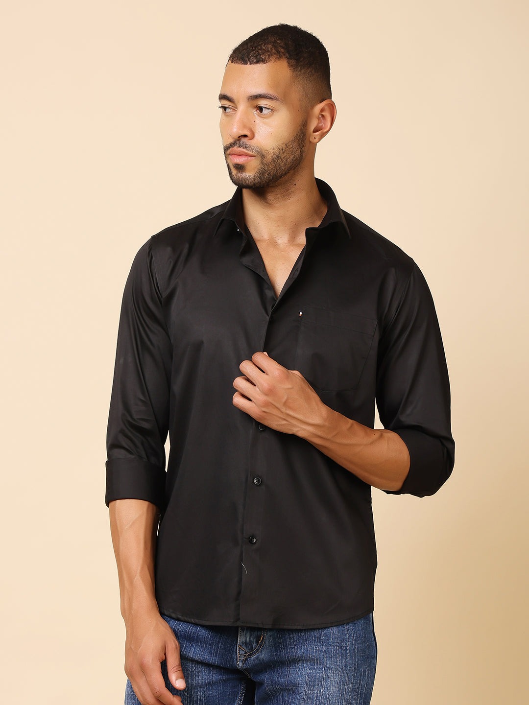 Stylox Men’s Slim Fit Satin Shirt | Premium Solid Formal Shirt for Office &amp; Party Wear | Full Sleeve Smooth Finish Shirt