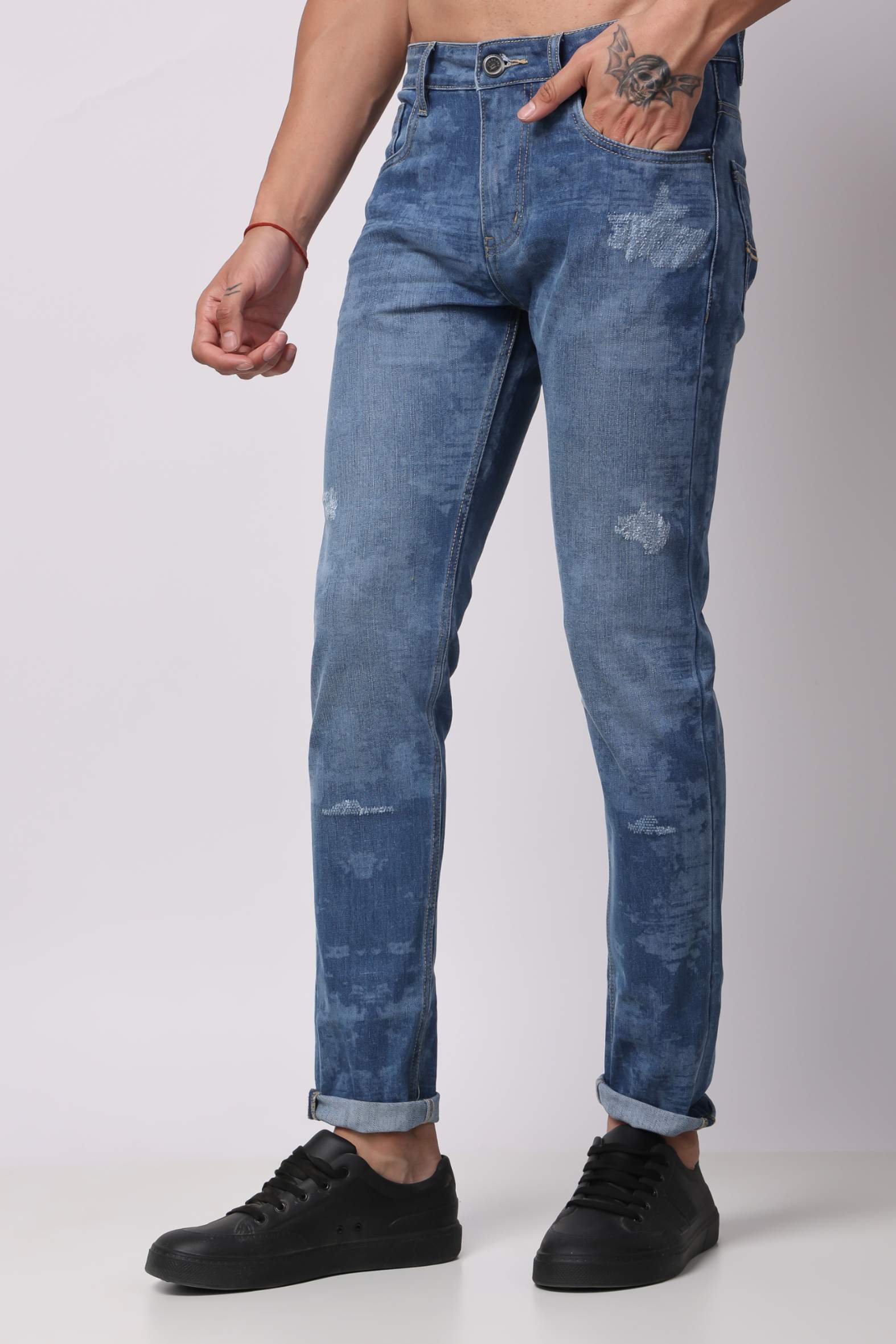 STYLOX Men’s Light Blue Ankle Fit Jeans - Premium Denim, - Stylox