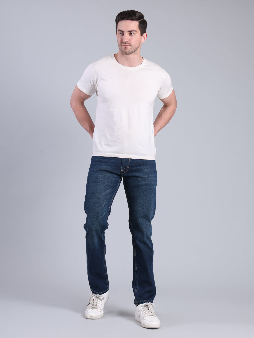 Stylox Men’s Slim Fit Mid Rise Stretchable Jeans (Greenish Blue) - Stylox