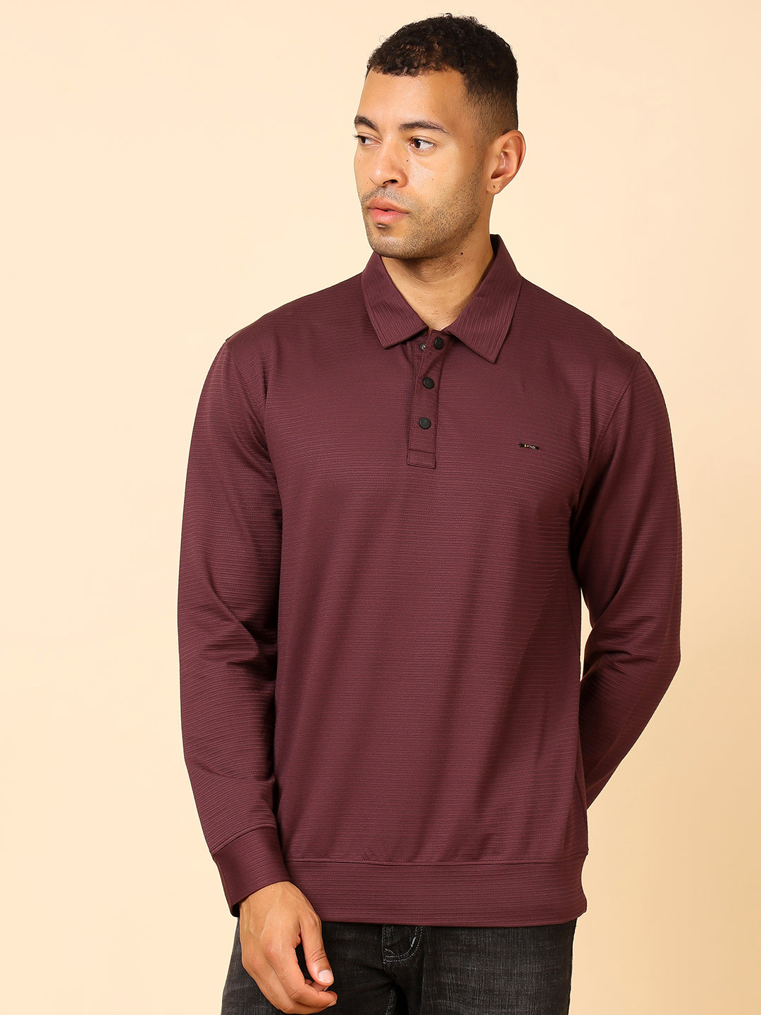 Stylox Men’s Polo Neck Sweatshirt with Button Placket