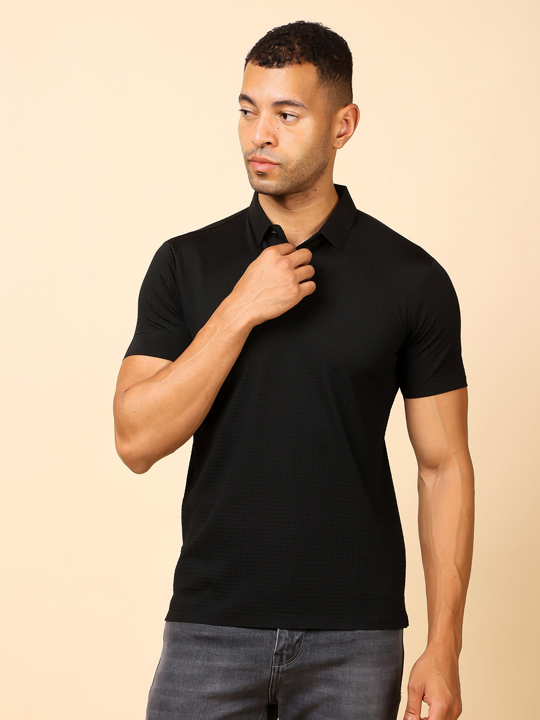 Stylox Premium Stretchable Nylon-Spandex Solid Polo T-Shirt – Sleek Comfort & Performance - Stylox