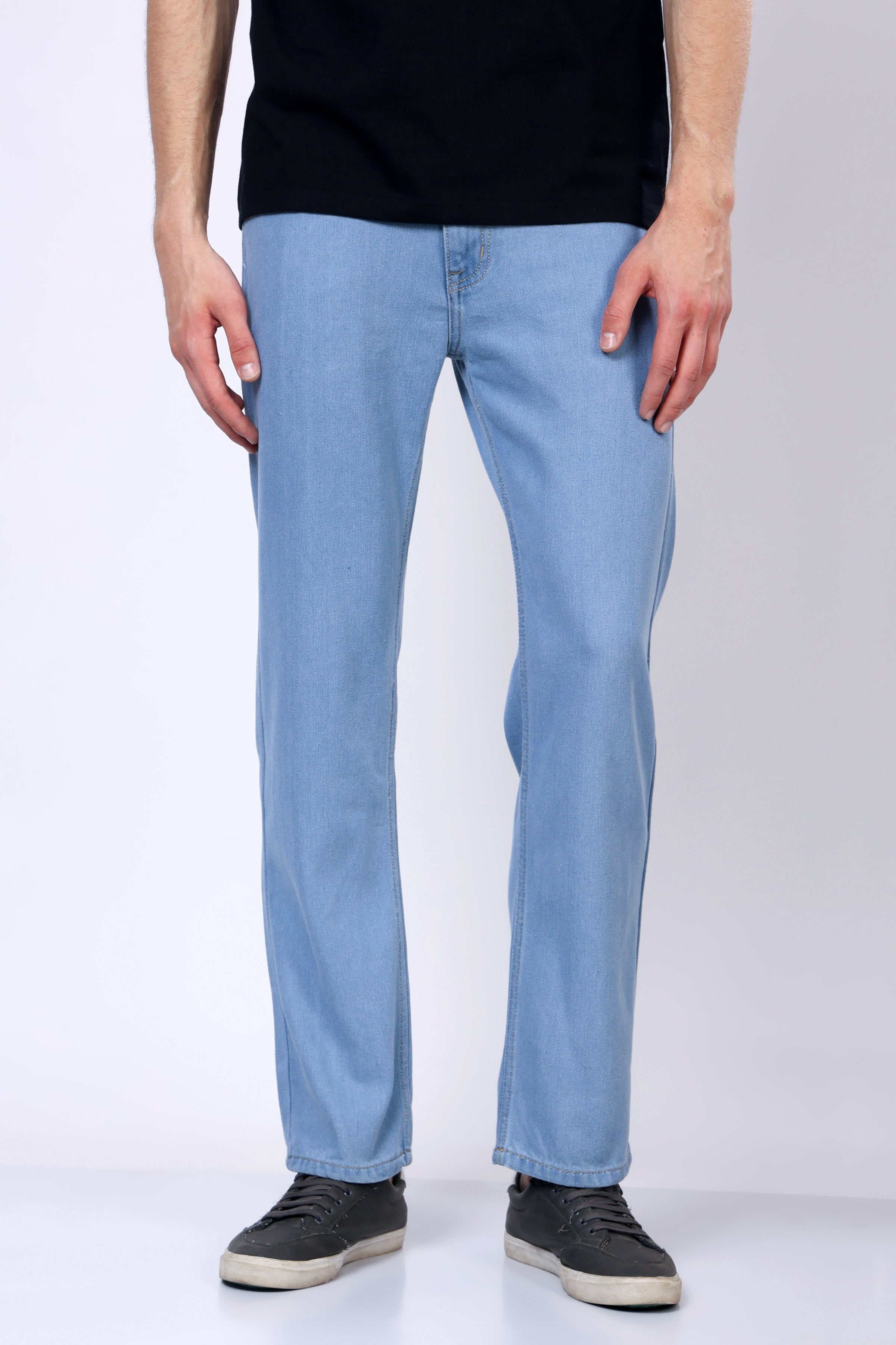 Stylox Men’s Mid-Rise Comfort Fit Light Blue Non-Stretch Denim Jeans - Stylox