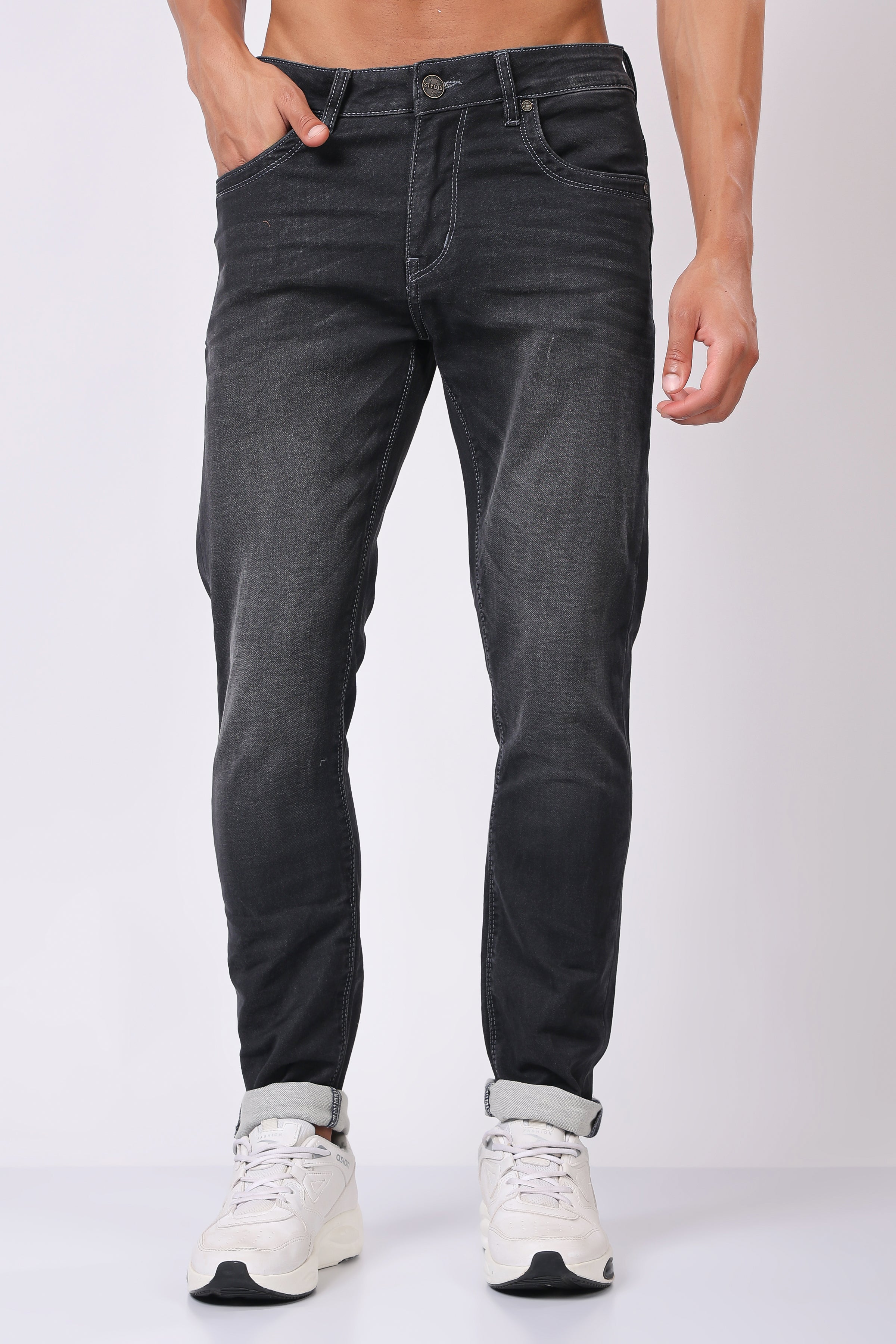 Stylox Slim Fit Denim Jeans - Light Grey, Mid Grey, Dark Grey