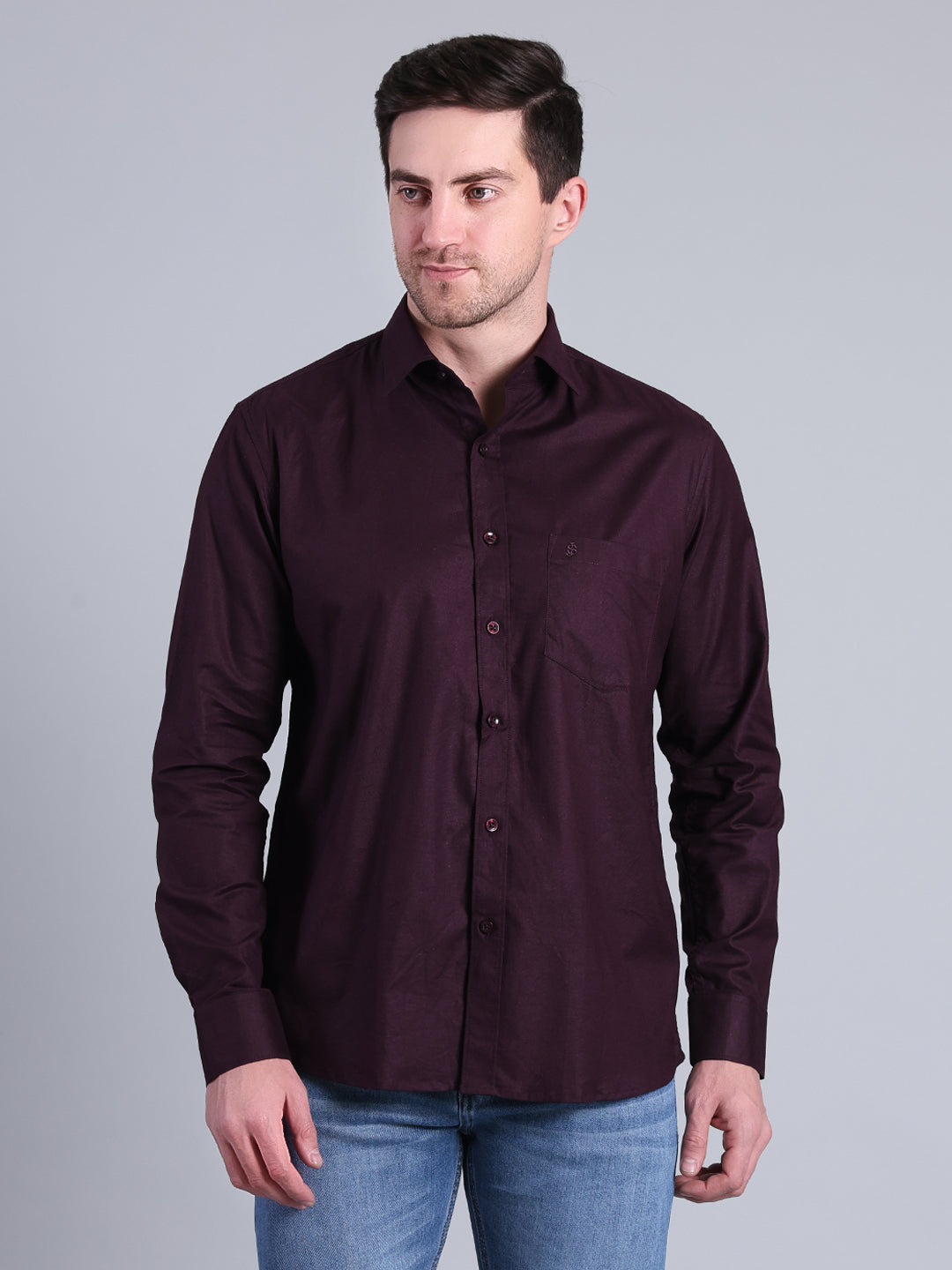Stylox Men’s Solid Casual Shirt | Full Sleeve Regular Fit Shirt for Everyday Wear