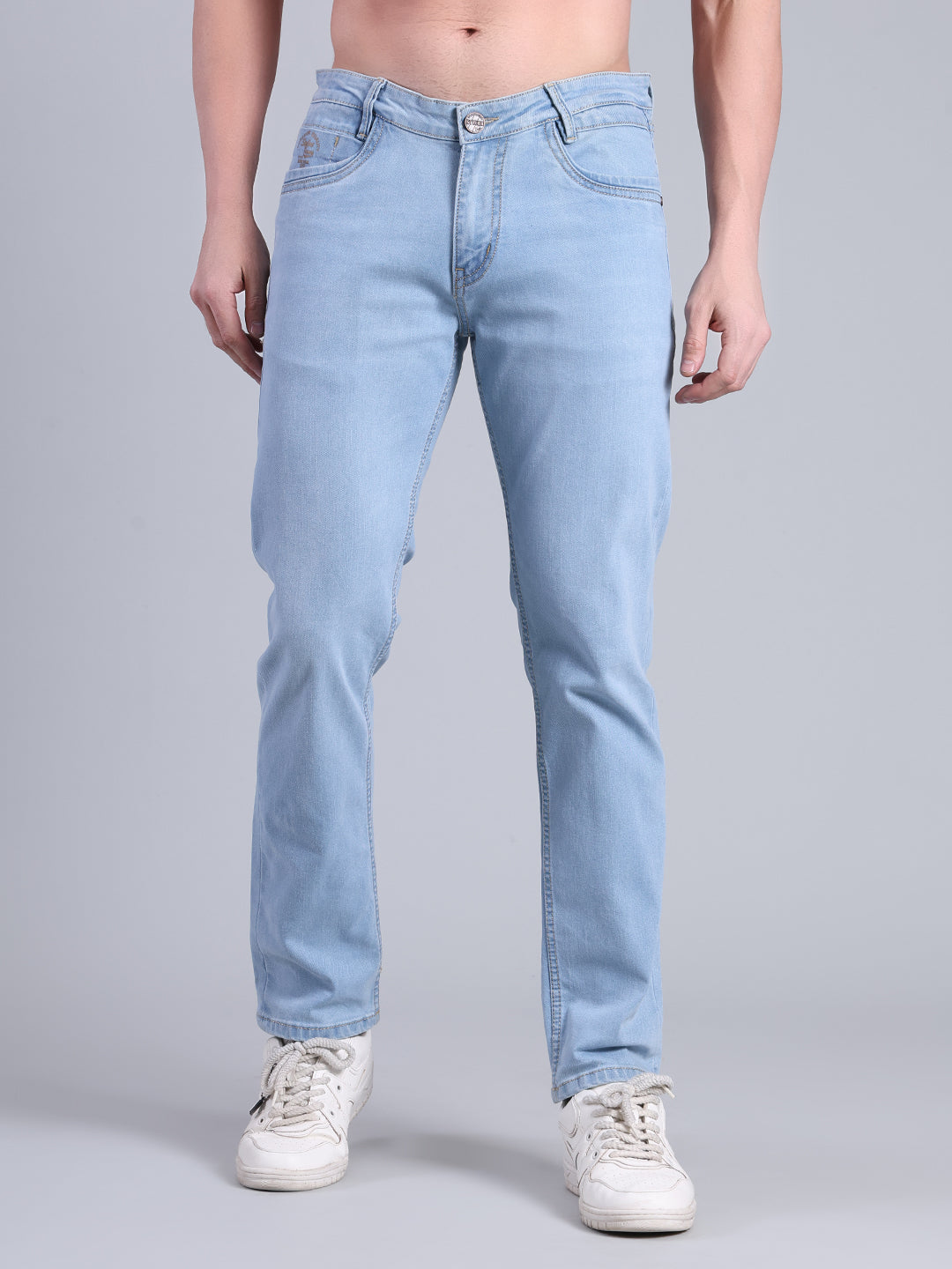 Stylox Men’s Slim Fit Mid Rise Stretchable Jeans (Light Blue) - Stylox