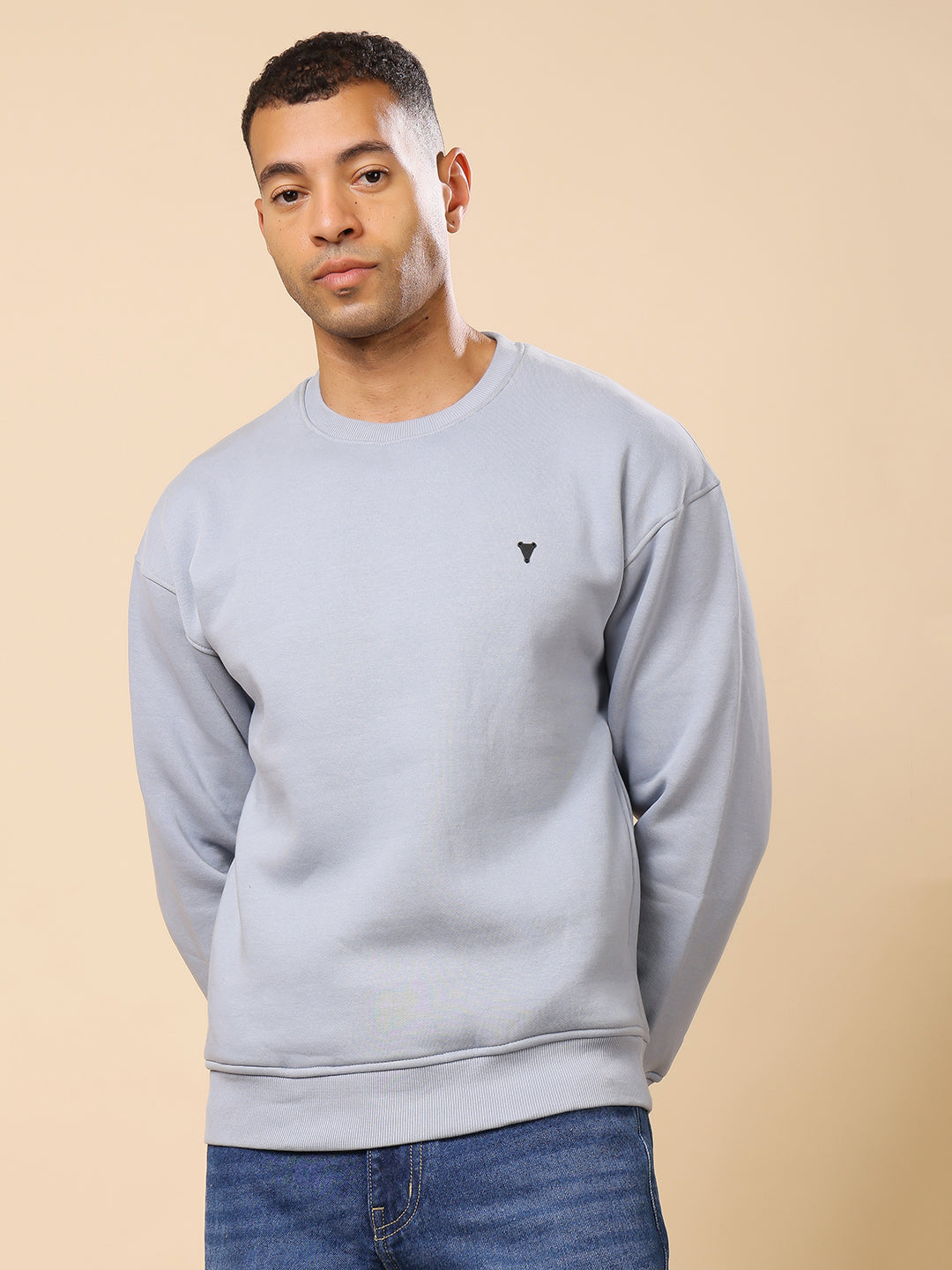 Stylox Men’s Round Neck Full Sleeve Solid Sweatshirt – Minimal Style, Maximum Comfort (Blue) - Stylox