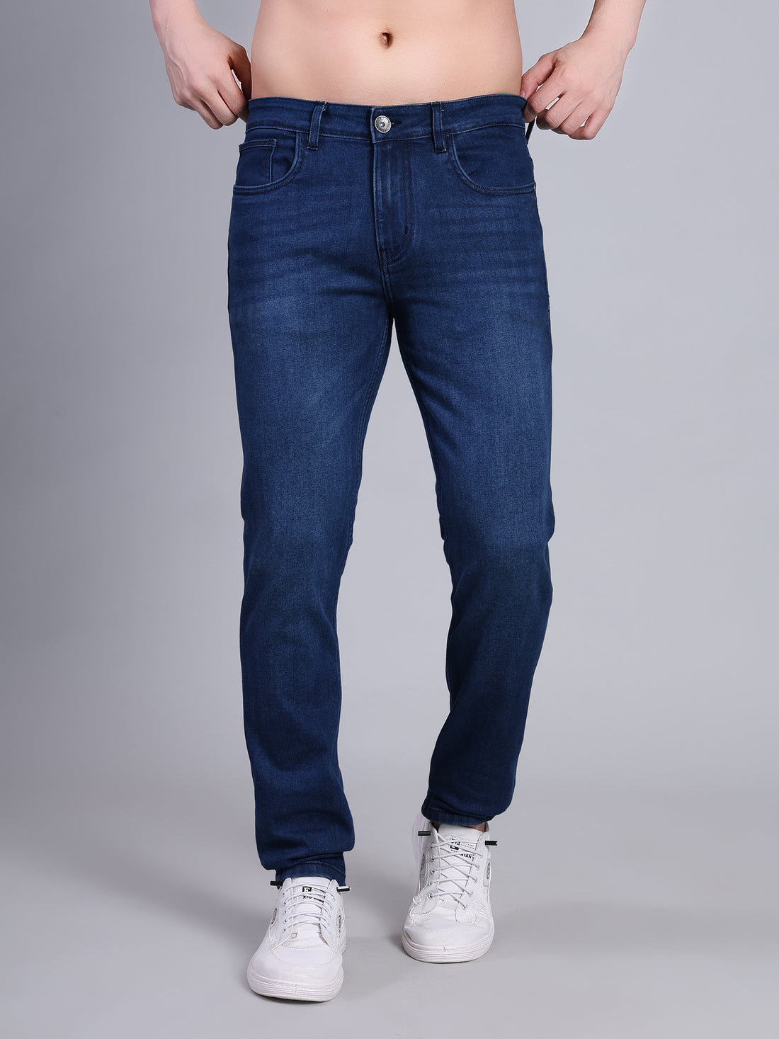 Stylox Men’s Slim Fit Mid Rise Stretchable Denim Jeans-Dark Blue - Stylox