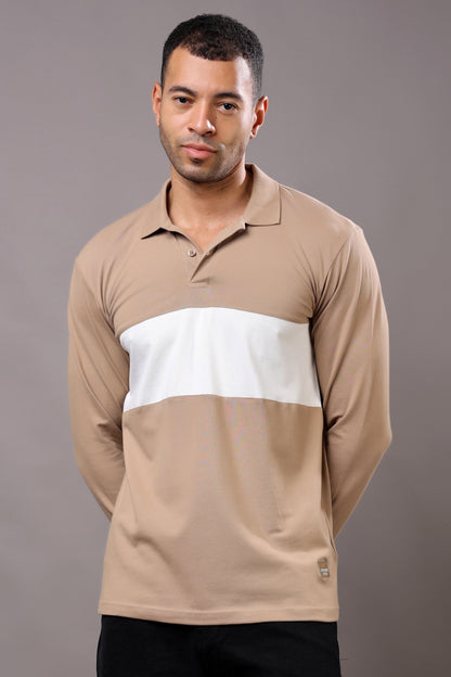 Stylox Men’s Long Sleeve Polo T-Shirt with Cut &amp; Sew Design