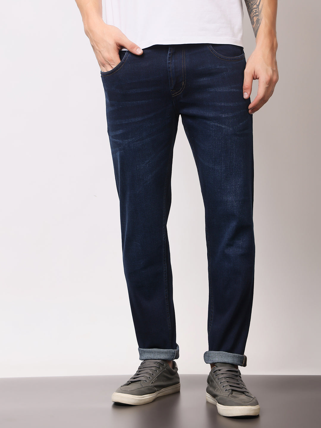 Stylox Men’s Ankle Fit Washed Jeans | Stretchable Denim Jeans for Men | Stylish Tapered Fit Casual Jeans for Trendy Look