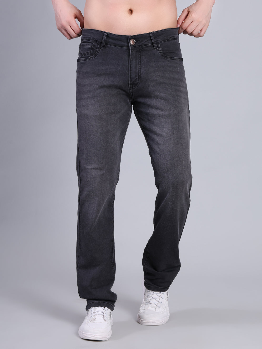 Stylox Men’s Slim Fit Mid Rise Stretchable Denim Jeans-Mid Grey - Stylox