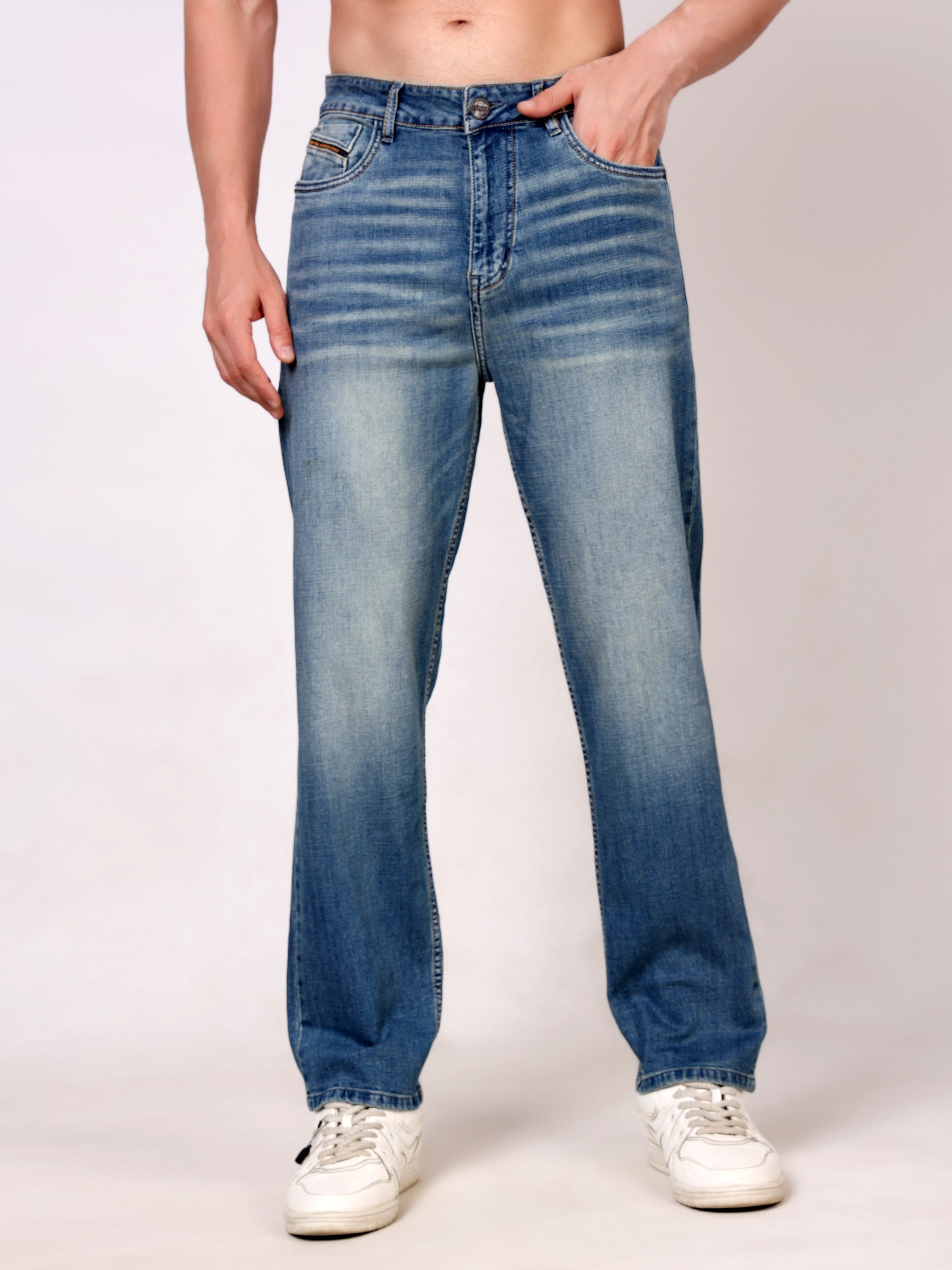 Stylox Men’s Relaxed Fit Mid-Rise Stretchable Denim Jeans