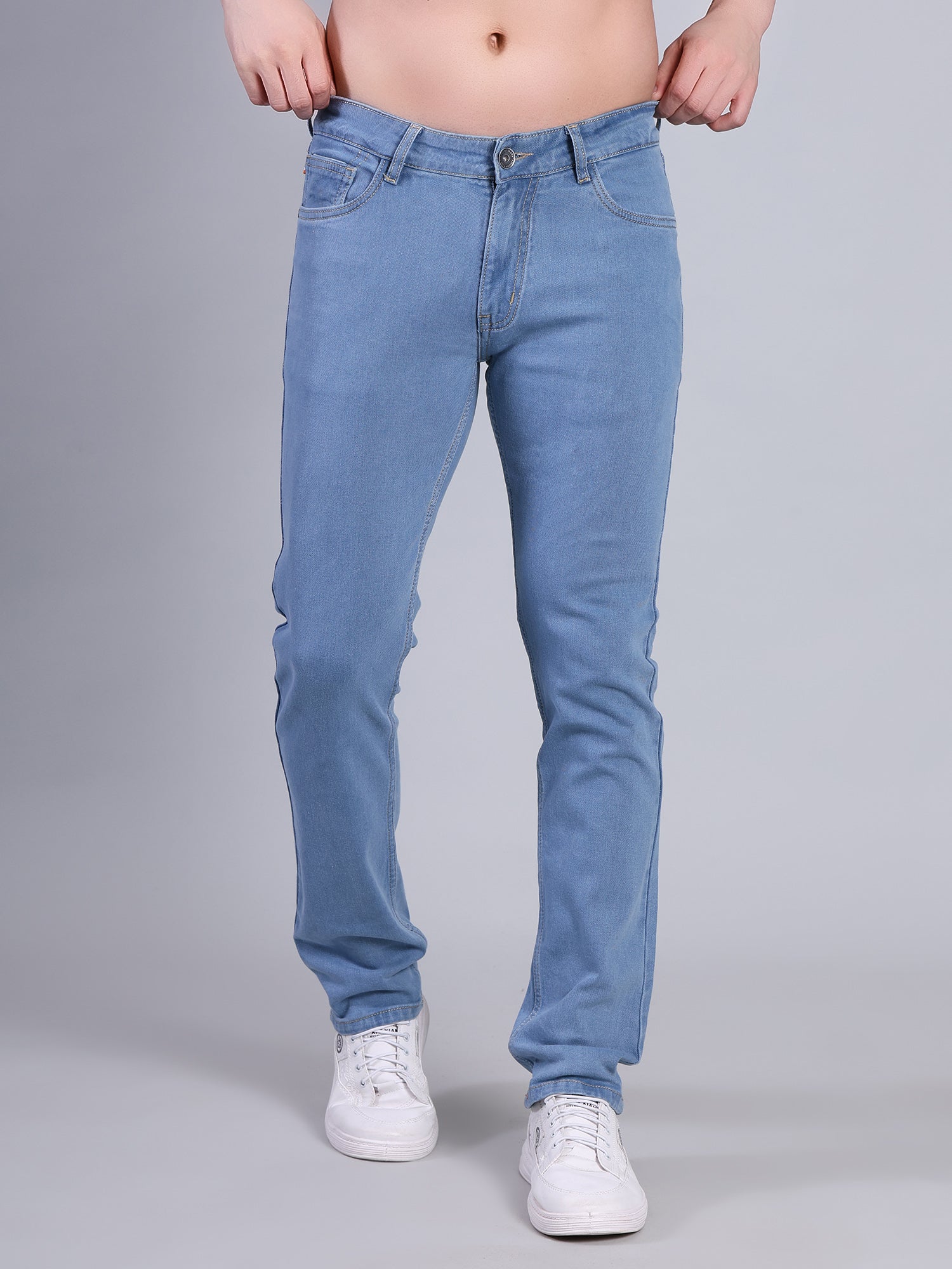Stylox Men’s Slim Fit Mid Rise Stretchable Casual Denim Jeans-Light Blue - Stylox