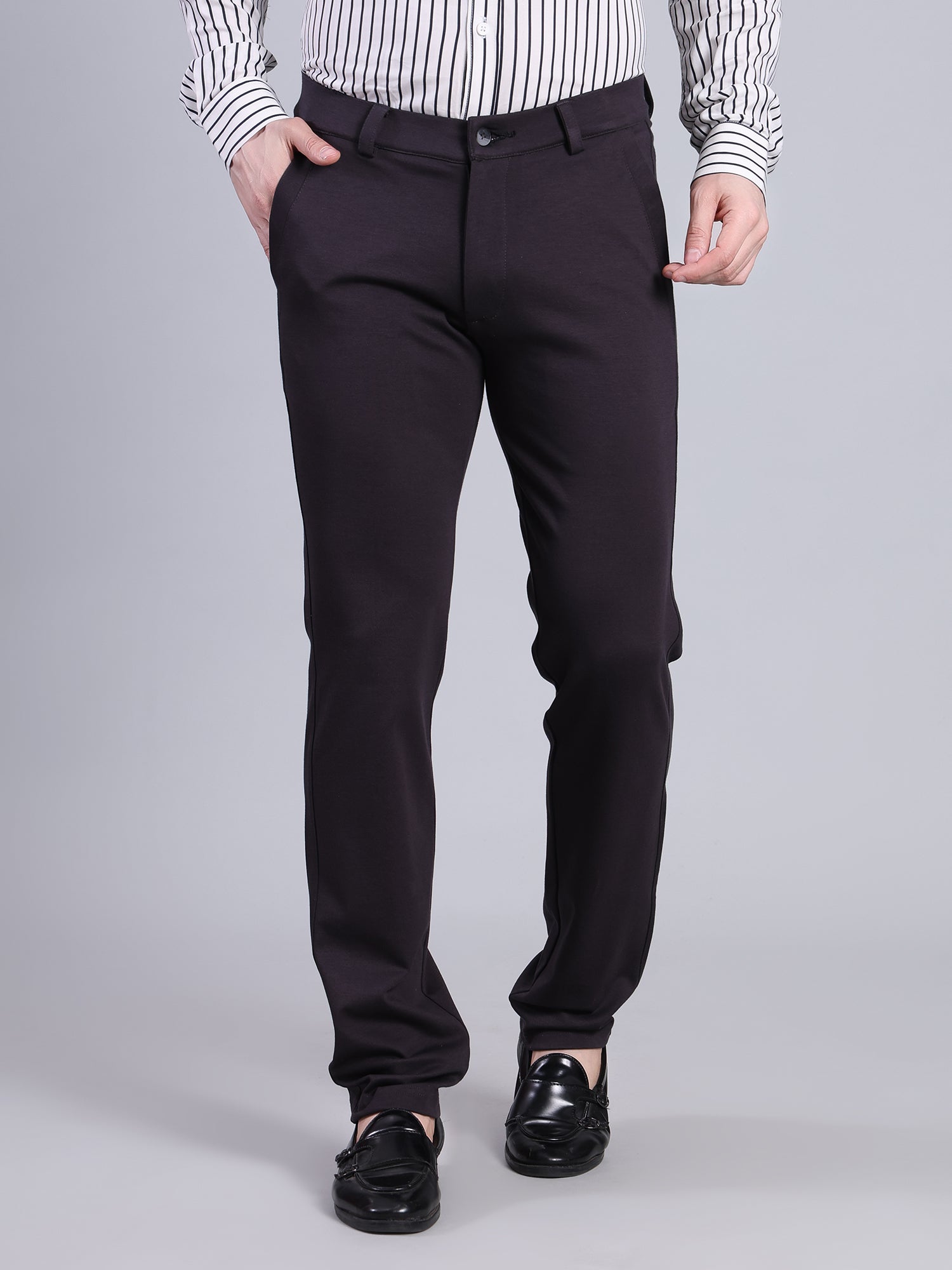 Stylox Men’s Slim Fit Stretchable Formal Trousers-Black - Stylox
