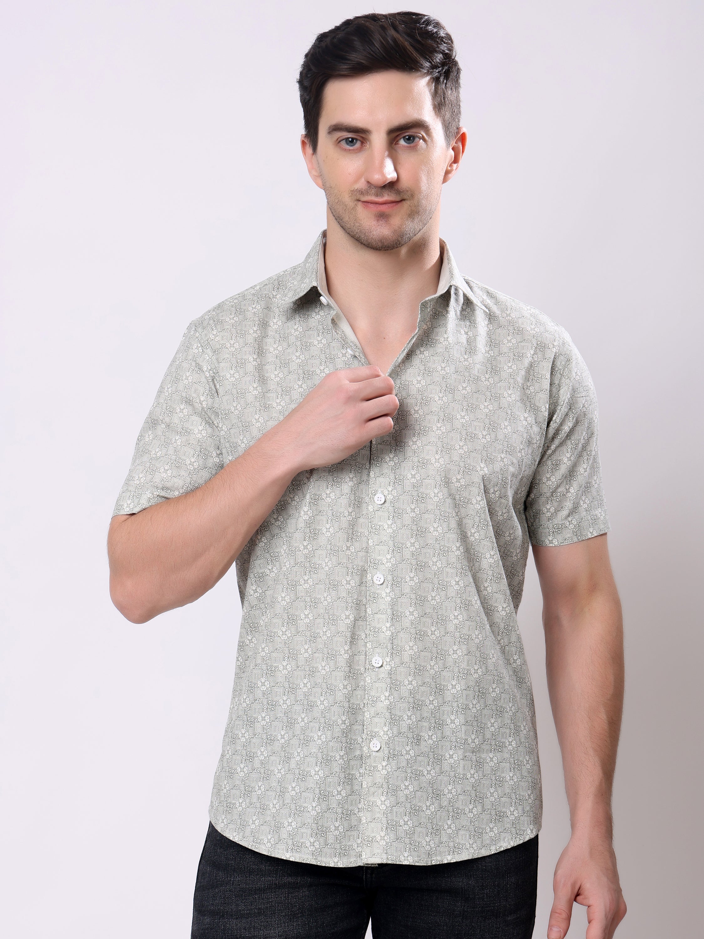 Stylox Men’s Regular Fit Half Sleeve Abstract print Summer Casual Shirt - Stylox