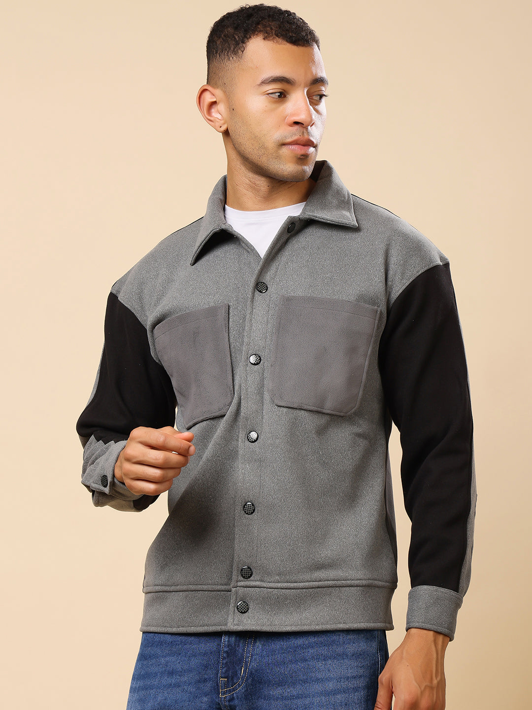 Stylox Men’s Shacket with Button Closure – Stylish Jacket for Every Season