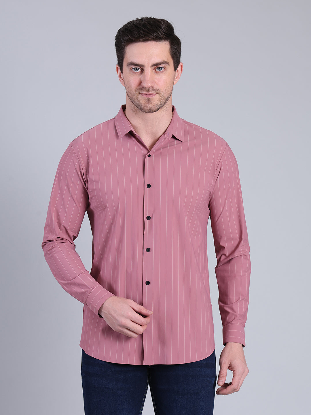 Stylox Men’s Striped Partywear Shirt | Slim Fit Full Sleeve Formal-Casual Shirt For Men