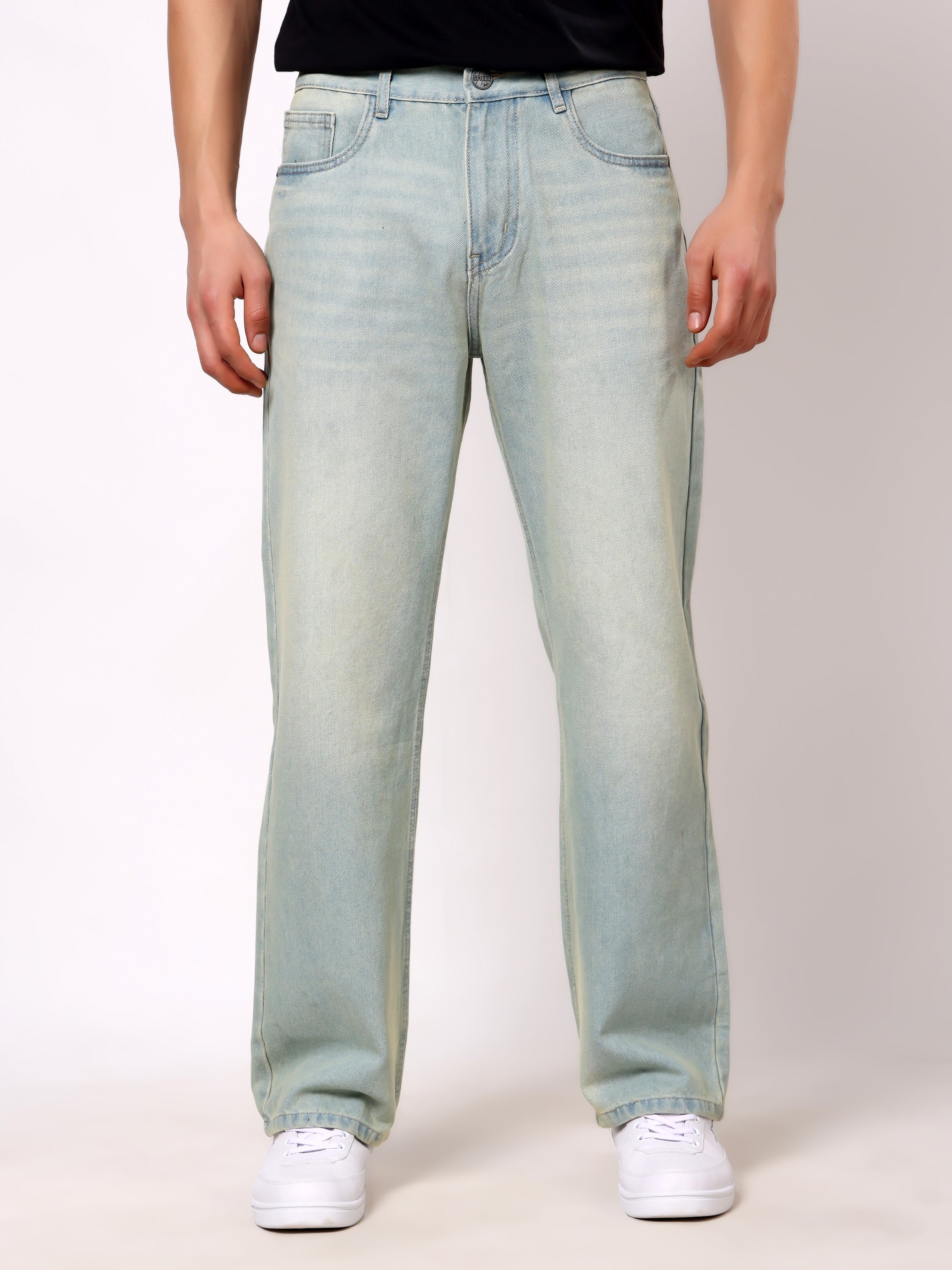 Stylox Baggy Fit Non-Stretch Wide Leg Casual Streetwear Denim Jeans For Men