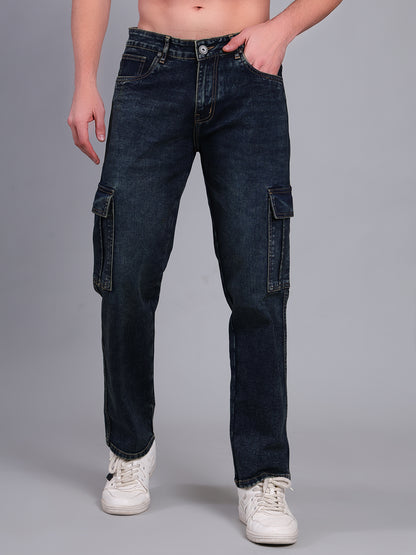 Stylox Men’s Cargo Jeans | Utility Denim with Multiple Pockets | Regular Fit Stretch Cargo Jeans for Men