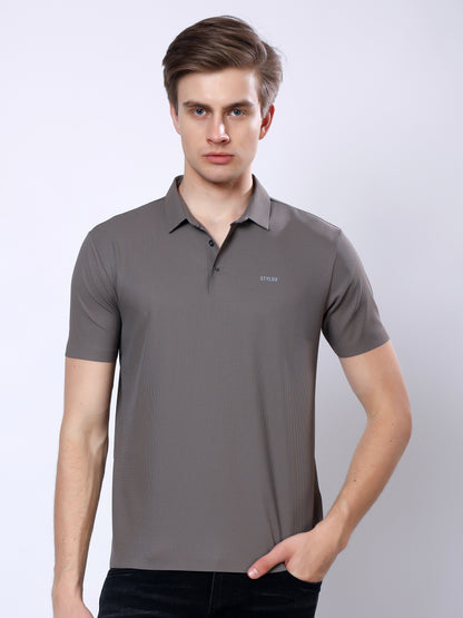 Stylox Men’s Premium Regular Fit Stretchable Polo T-Shirt-Arm Taupe - Stylox