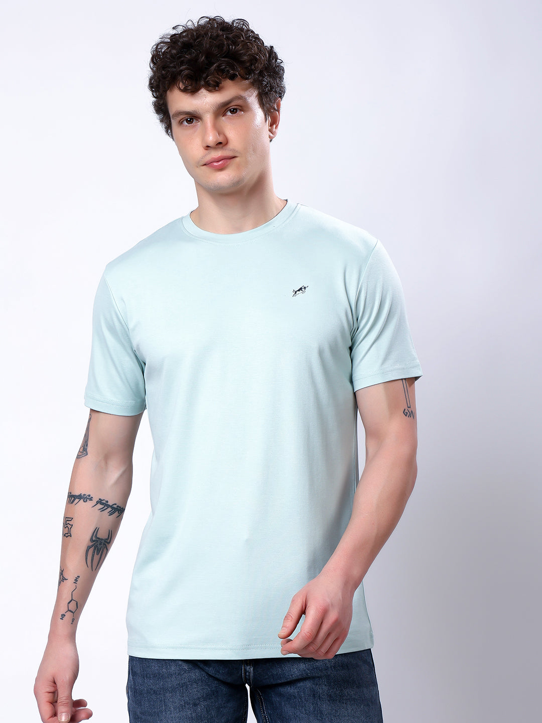 Stylox Men’s Regular Fit Round Neck Half Sleeve Casual Solid T-Shirt–Pista - Stylox